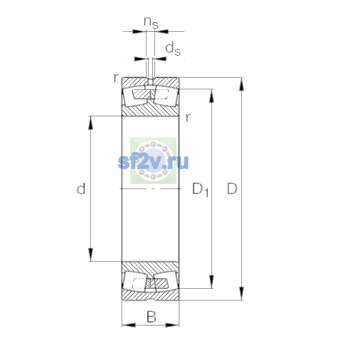 Схема подшипника 23028-E1A-XL-M-C2