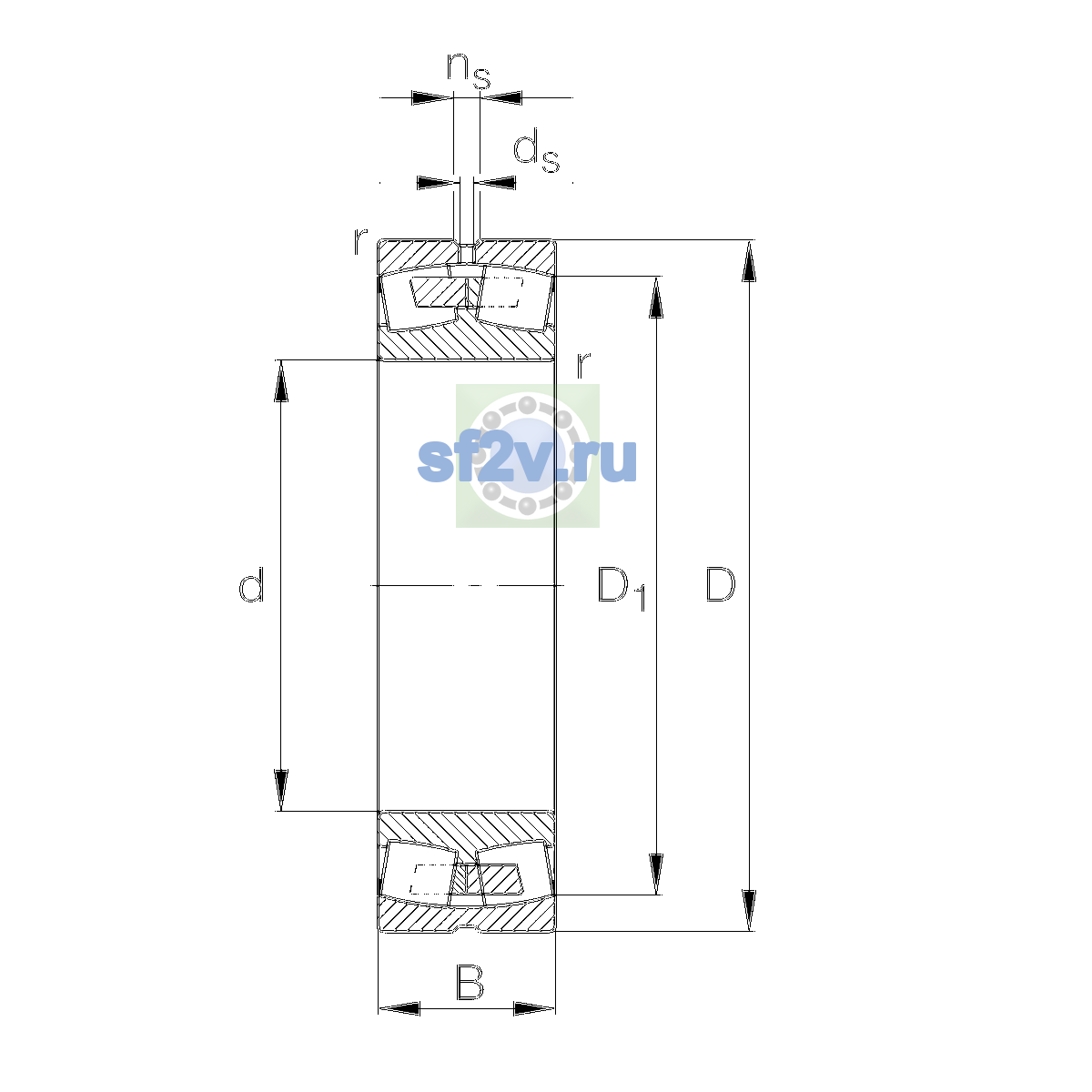 Схема подшипника 23028-E1A-XL-M-C3