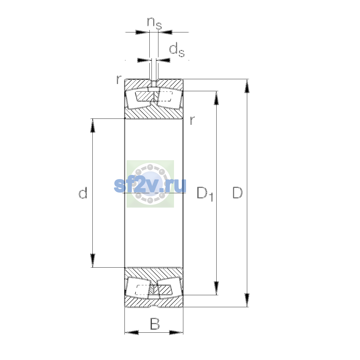 Схема подшипника 23028-E1A-XL-M-C3>A