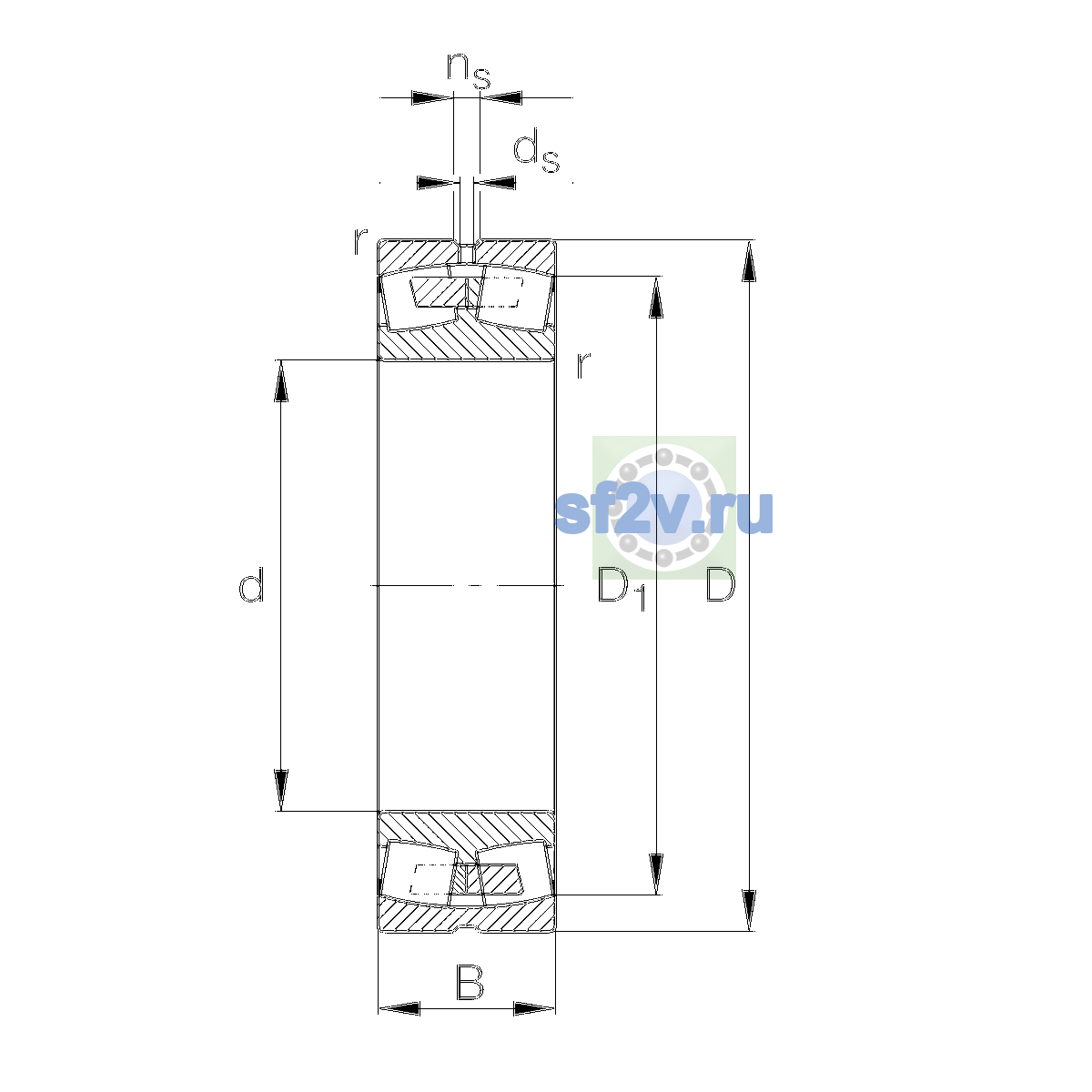 Схема подшипника 23028-E1A-XL-M-C5