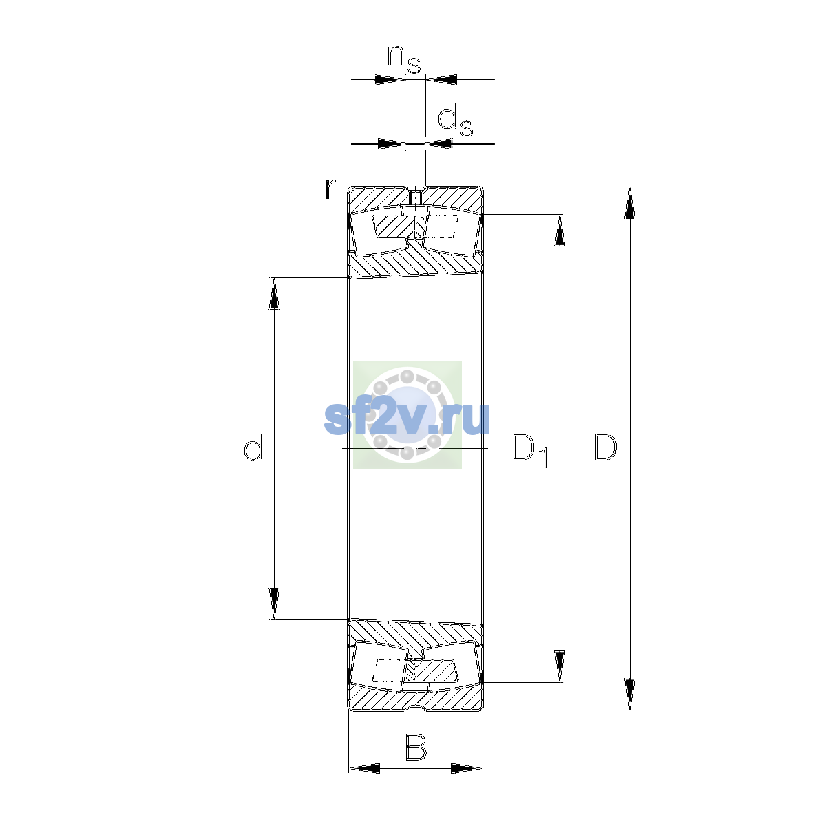 Схема подшипника 23030-E1A-XL-K-M-C3