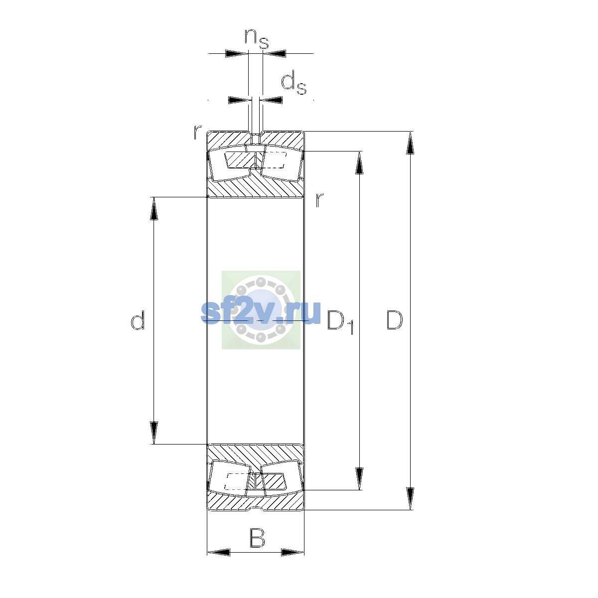 Схема подшипника 23030-E1A-XL-M-C2