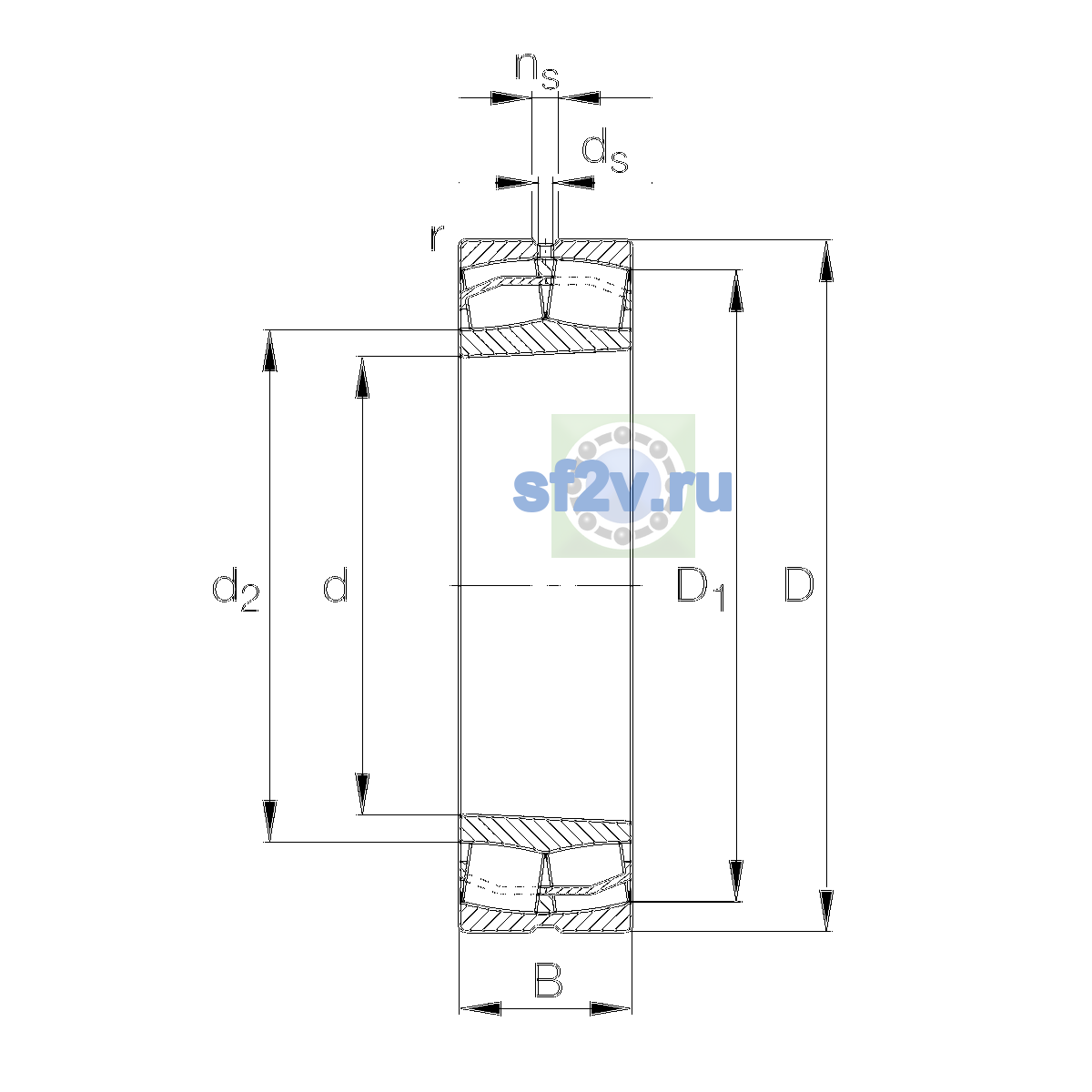 Схема подшипника 23032-E1-XL-K-TVPB-C3