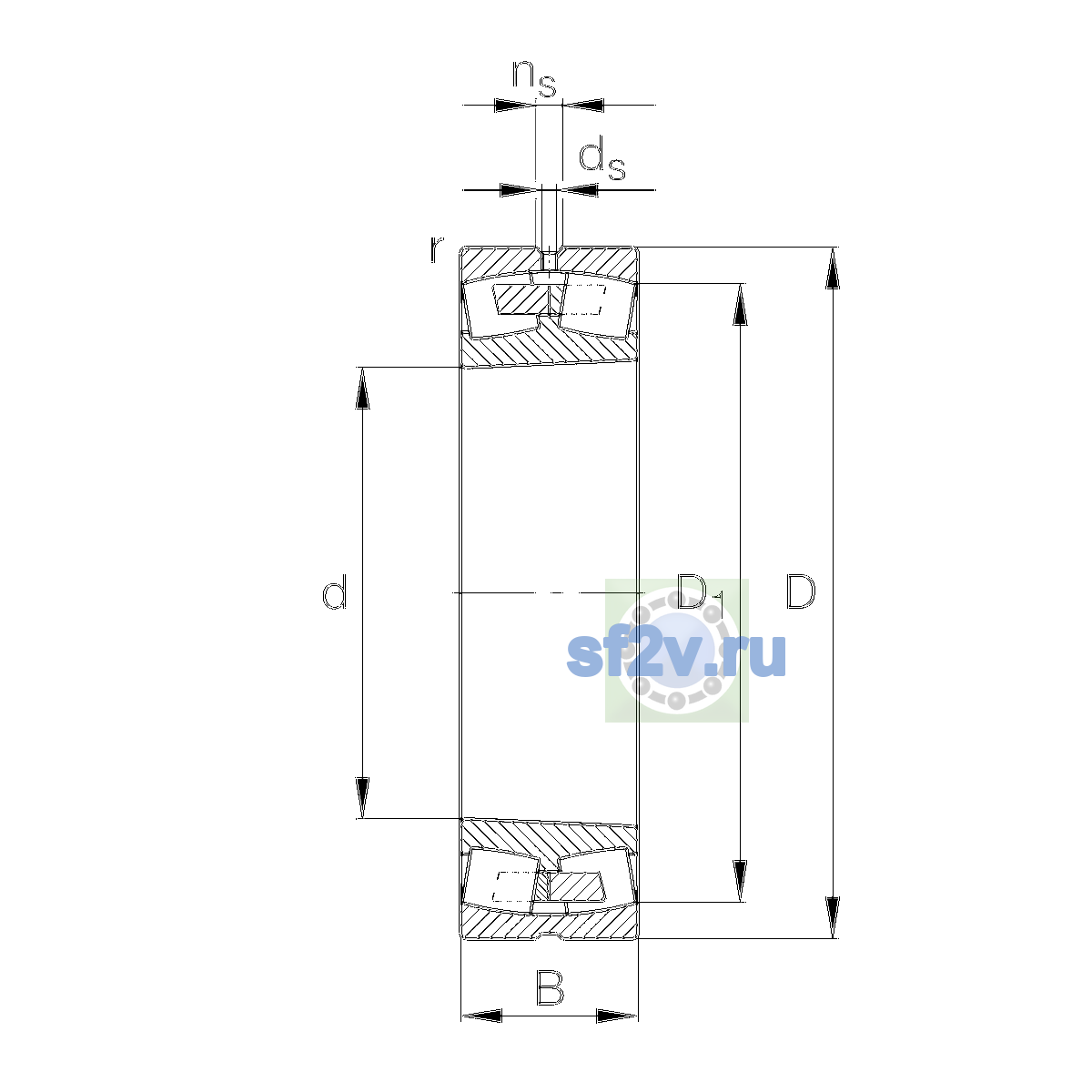 Схема подшипника 23032-E1A-XL-K-M-C5