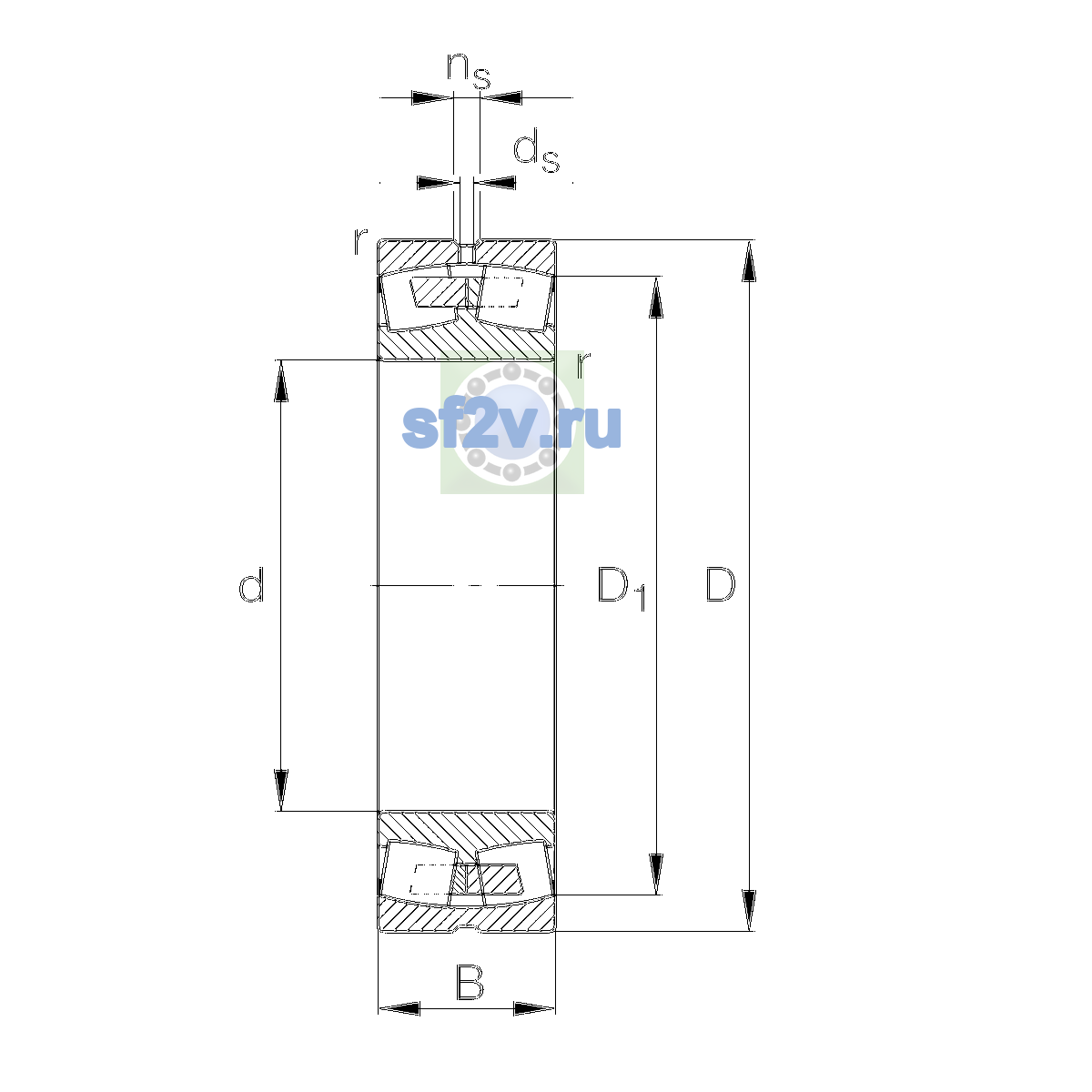 Схема подшипника 23032-E1A-XL-M-C3>A