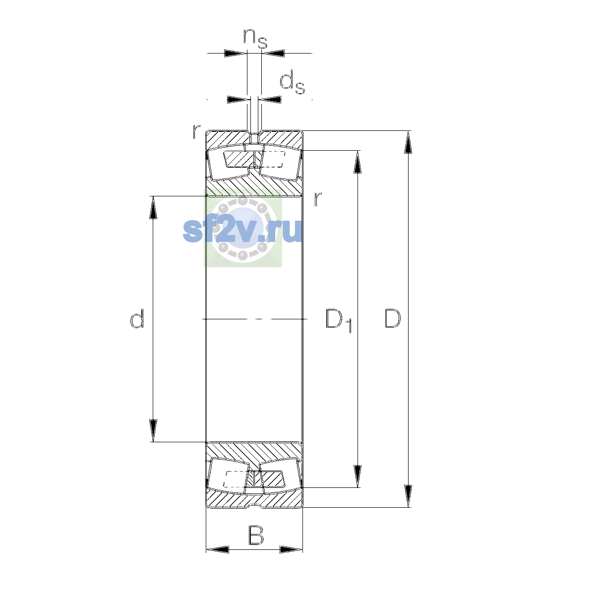 Схема подшипника 23032-E1A-XL-M-C4