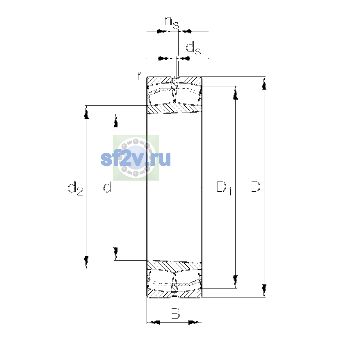 Схема подшипника 23034-E1-XL-K-TVPB-C4