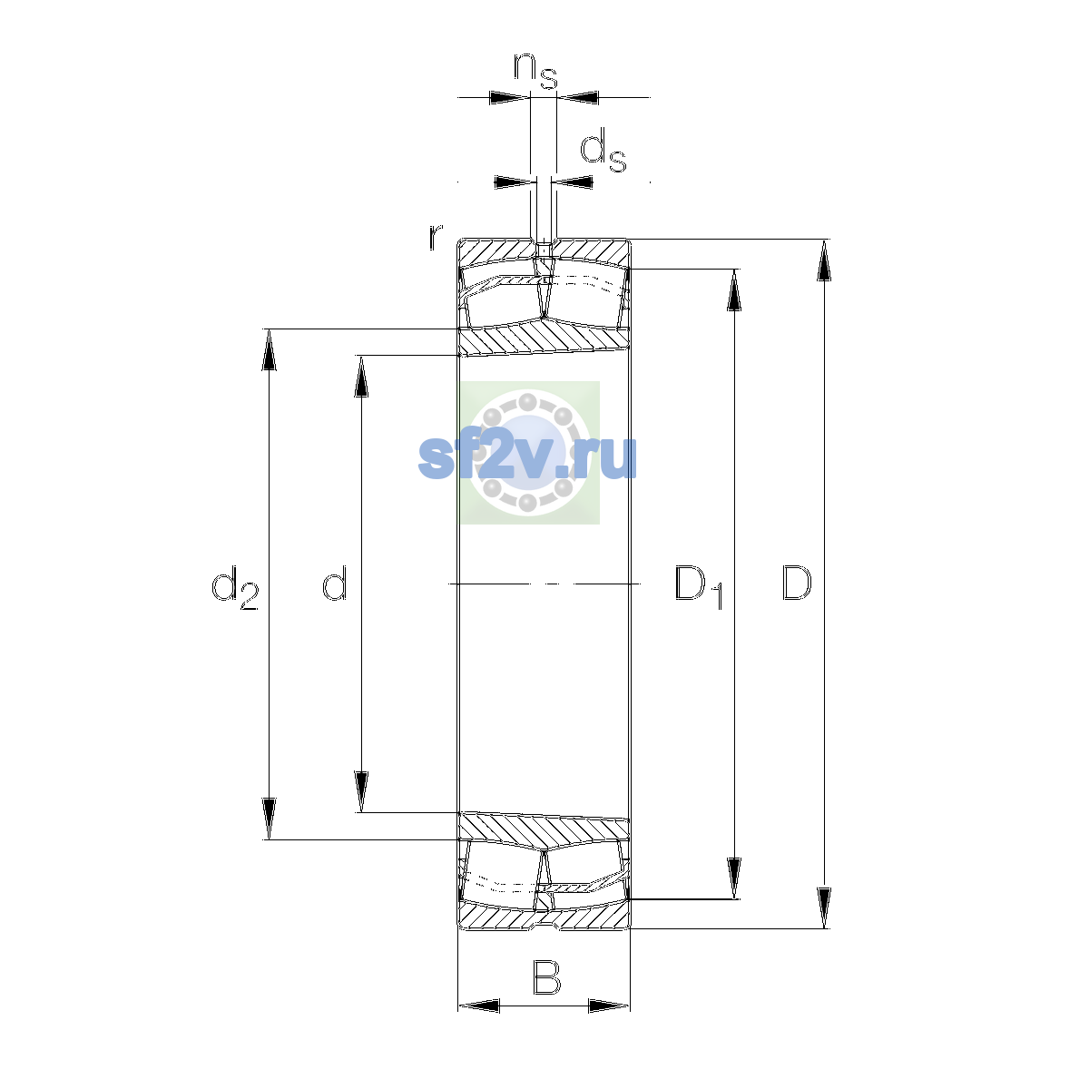 Схема подшипника 23036-E1-XL-K-TVPB-C4