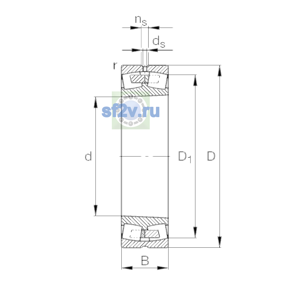 Схема подшипника 23036-E1A-XL-K-M
