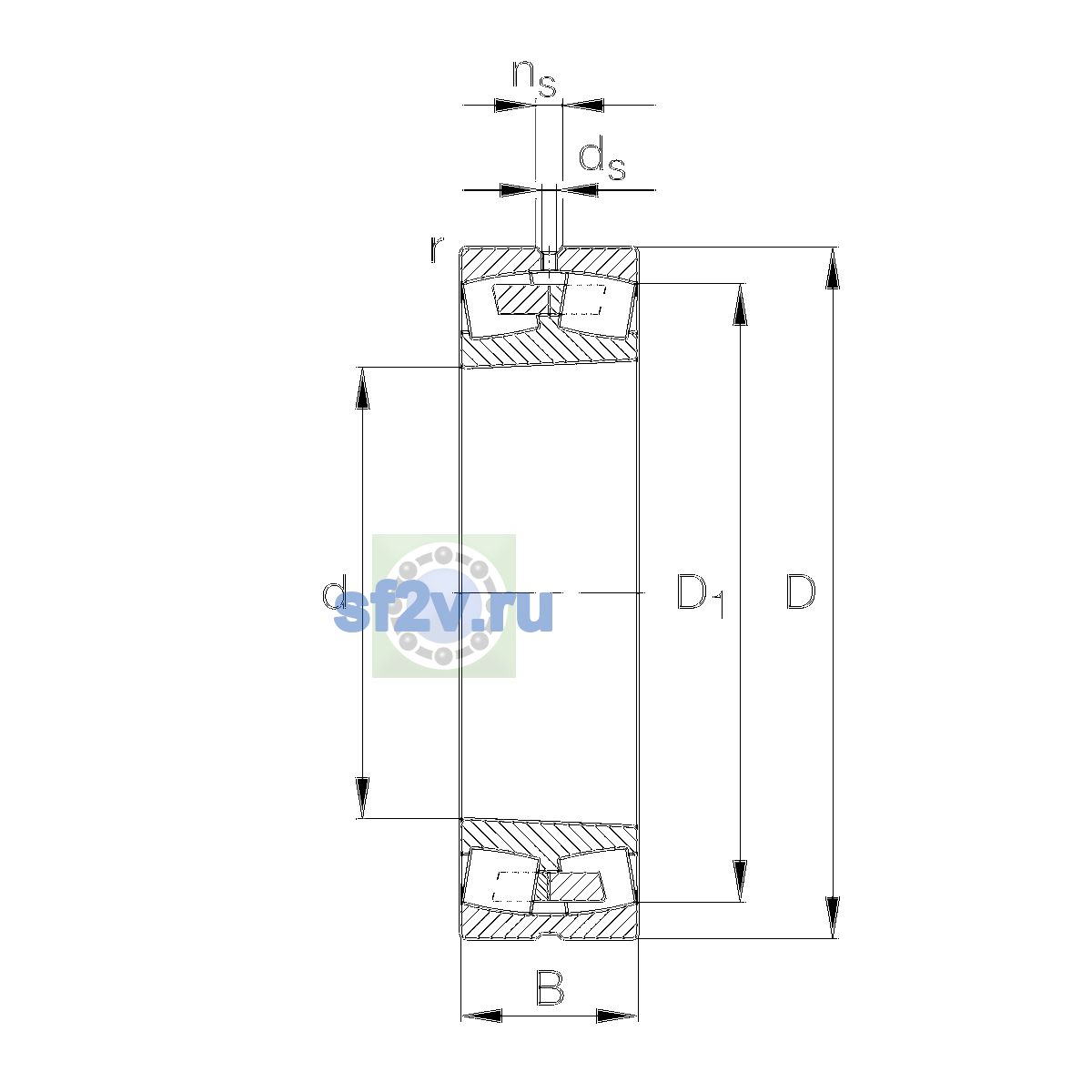 Схема подшипника 23036-E1A-XL-K-M-C3