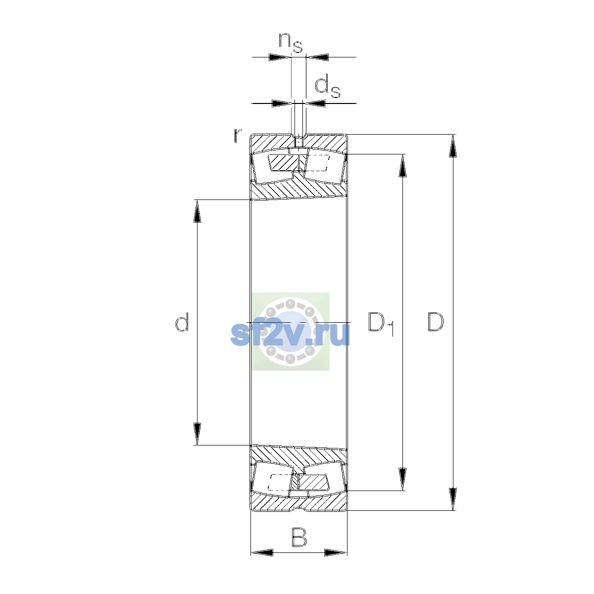 Схема подшипника 23038-E1A-XL-K-M