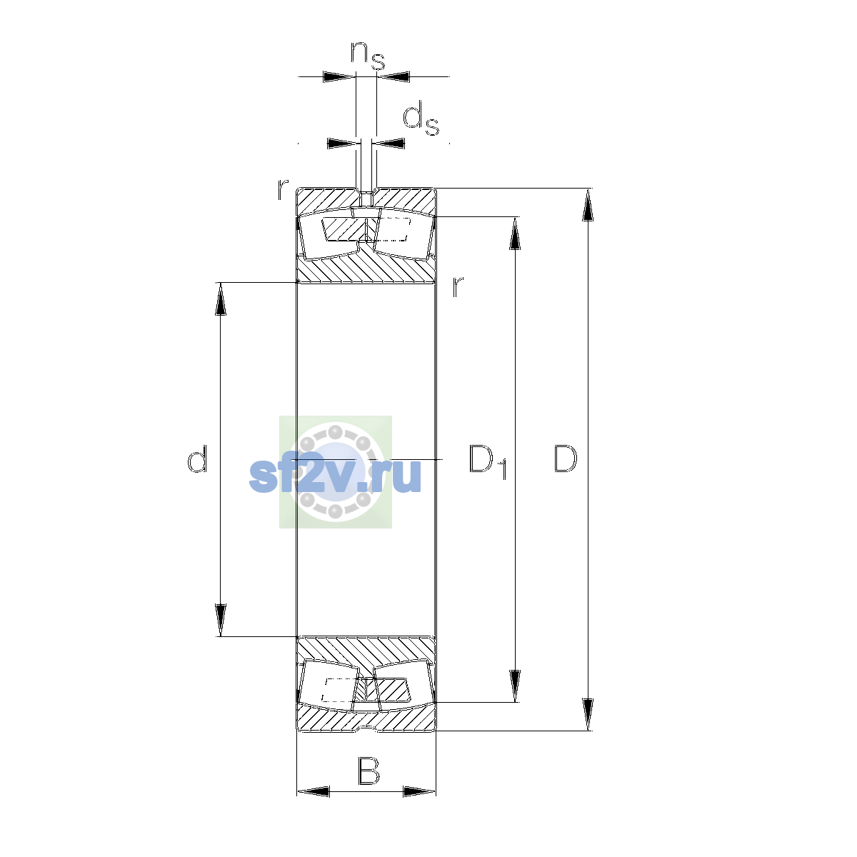 Схема подшипника 23038-E1A-XL-M-C5