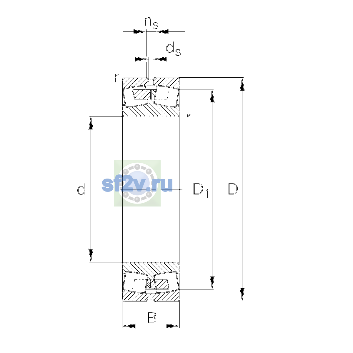 Схема подшипника 23040-E1A-XL-M-H151B