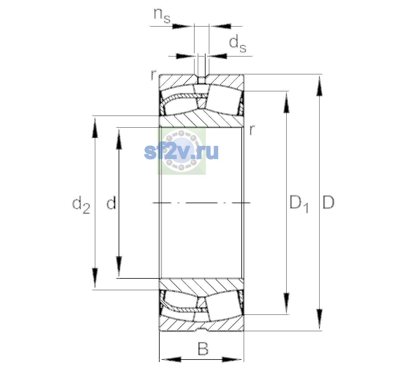 Схема подшипника 23044-BE-XL-C3>B