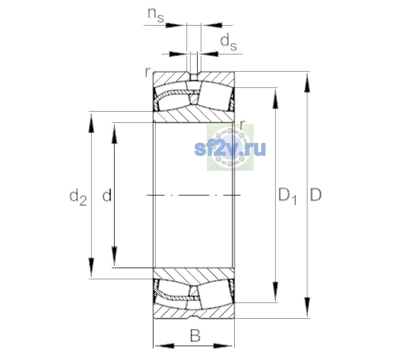 Схема подшипника 23044-BE-XL-H151B