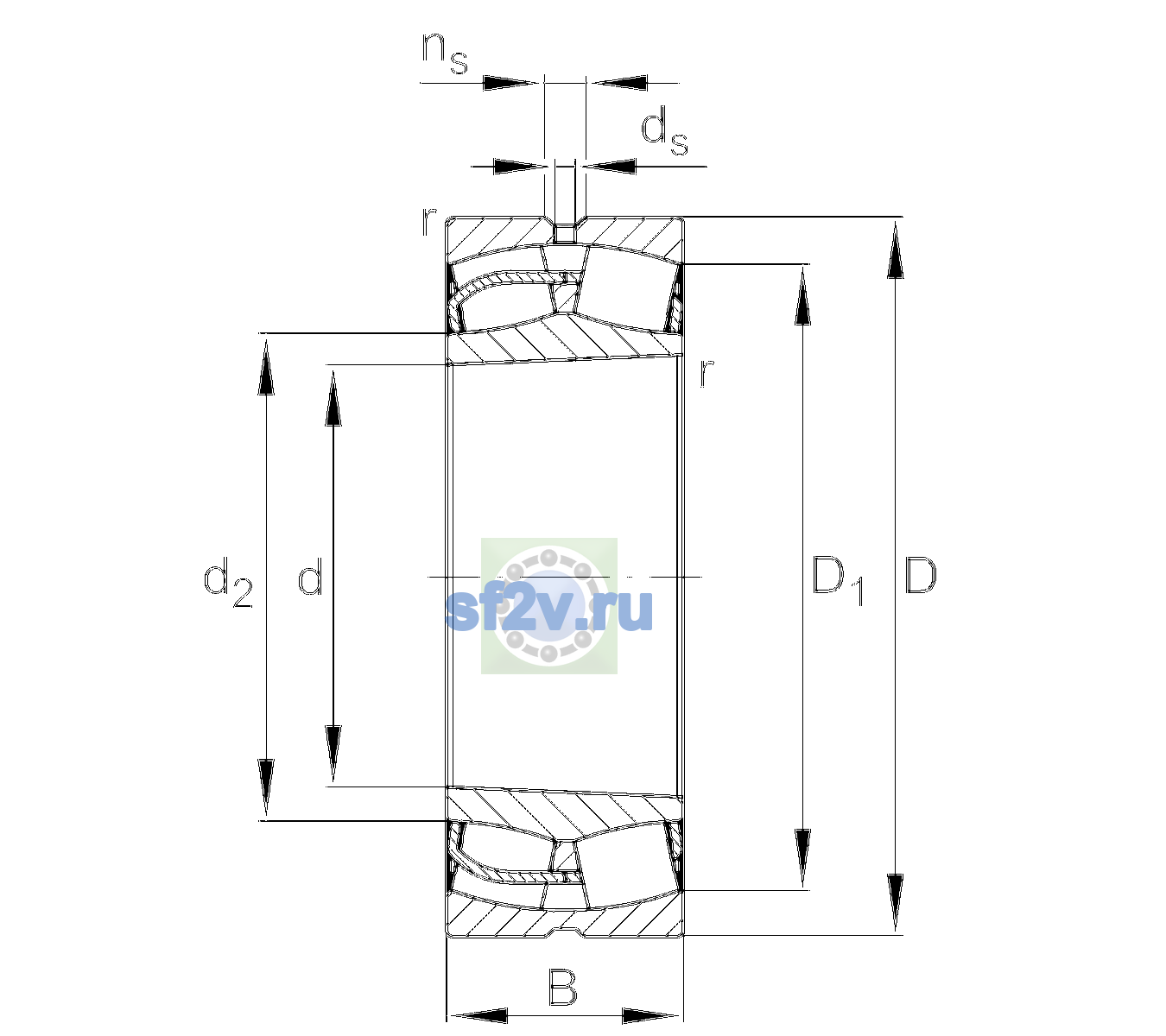 Схема подшипника 23044-BE-XL-K-C3