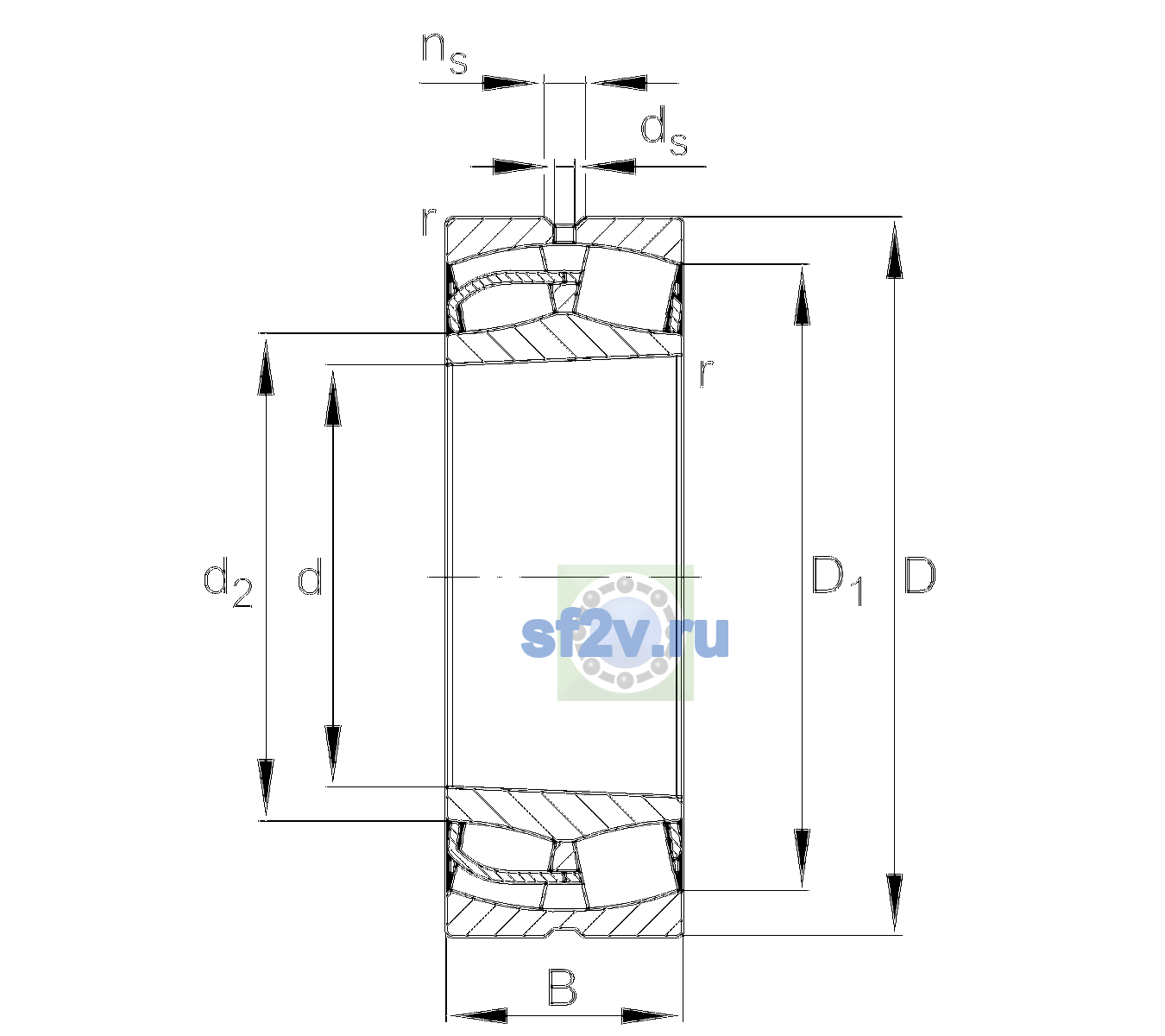 Схема подшипника 23044-BE-XL-K-C3>B