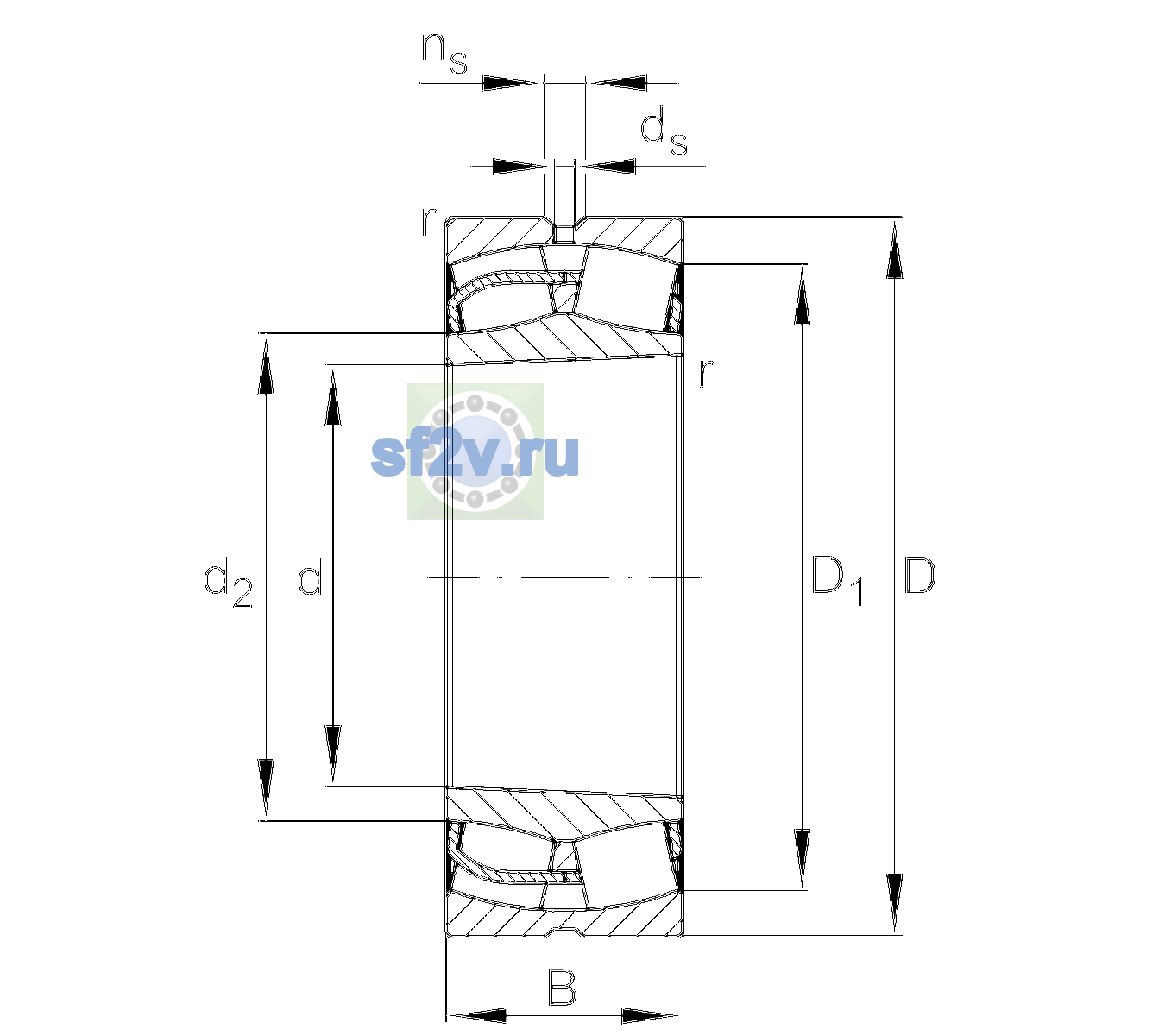Схема подшипника 23044-BE-XL-K>A