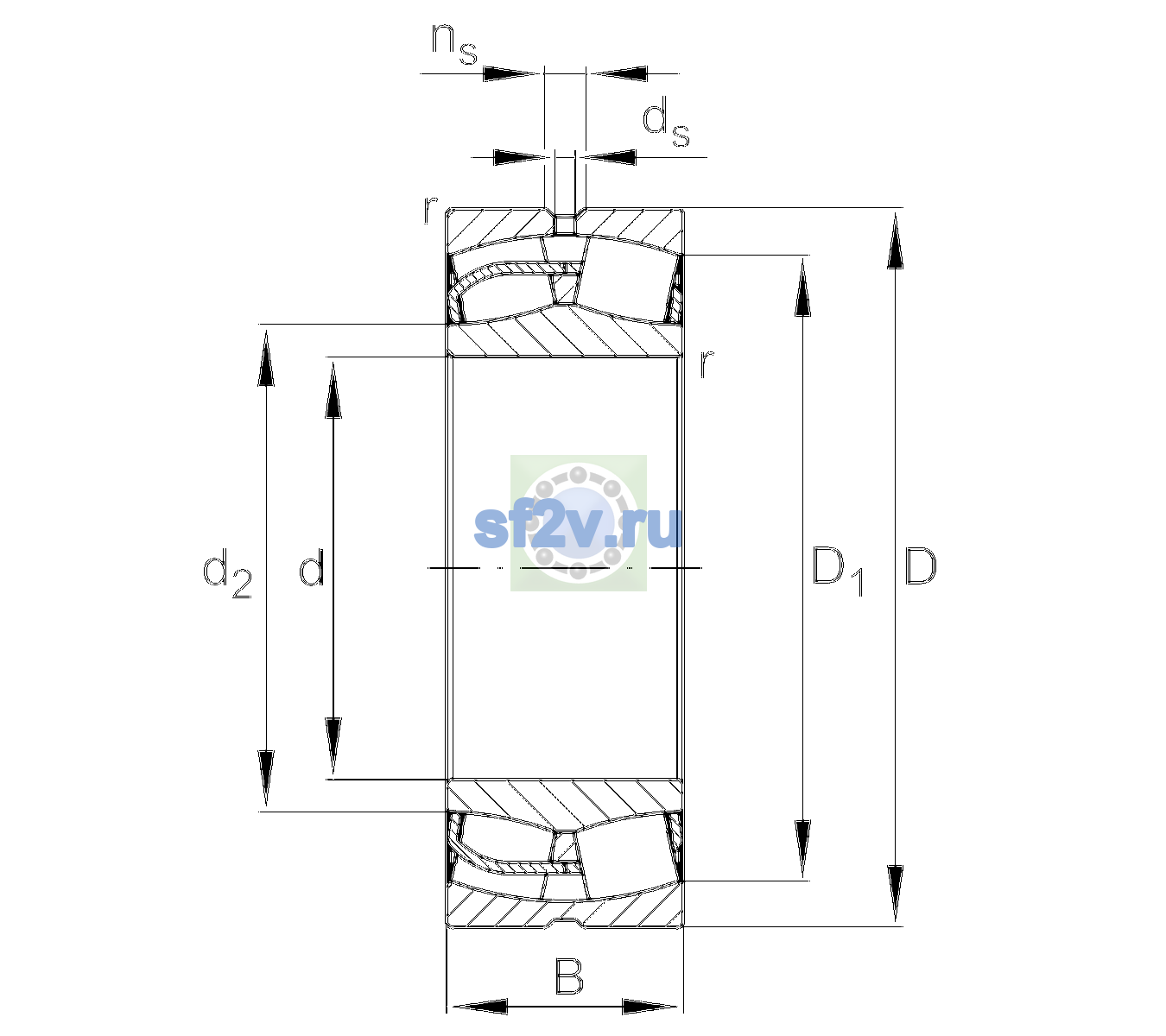 Схема подшипника 23048-BE-XL-H151B-C3