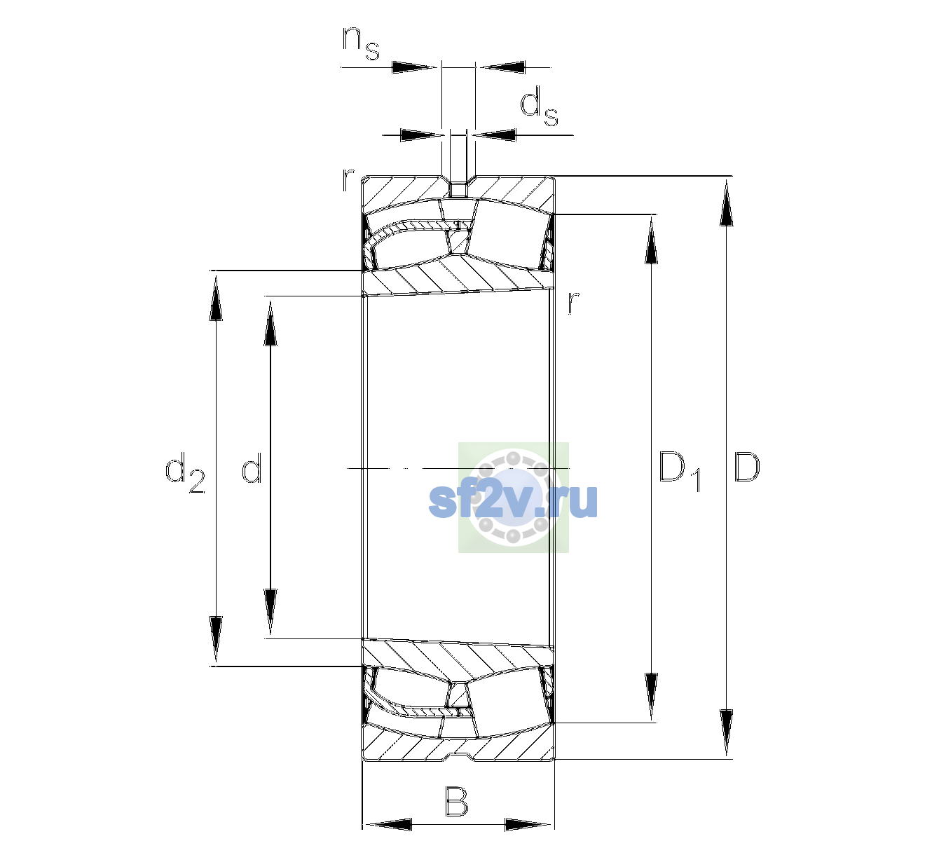 Схема подшипника 23048-BE-XL-K-C3>B