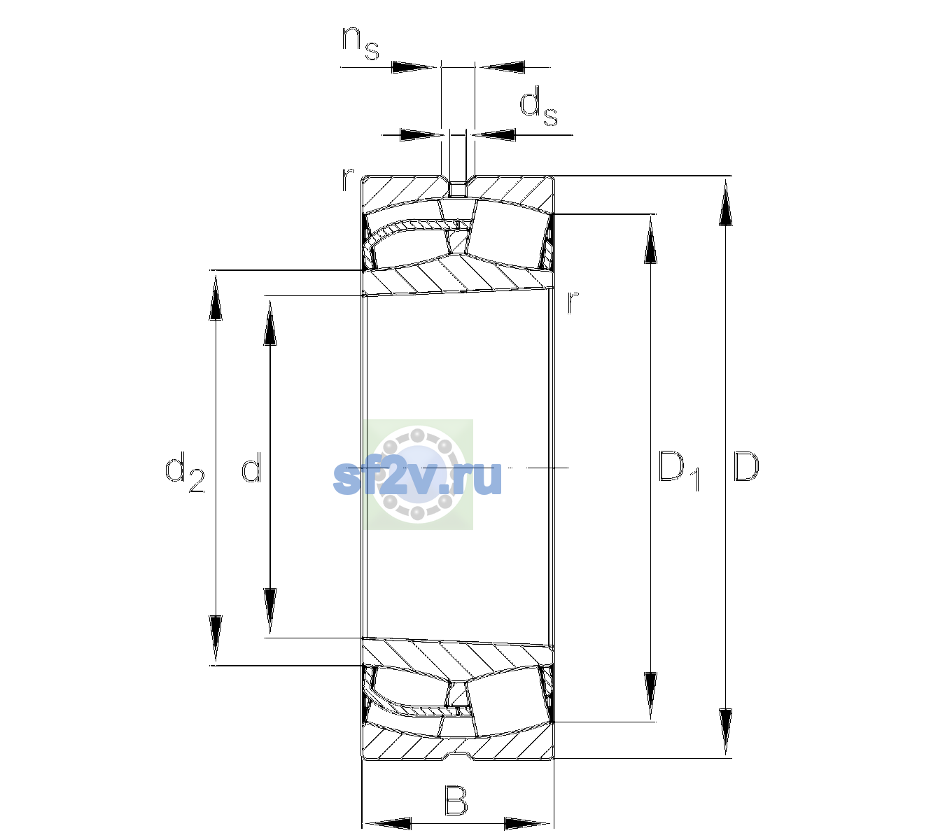 Схема подшипника 23048-BE-XL-K-C5