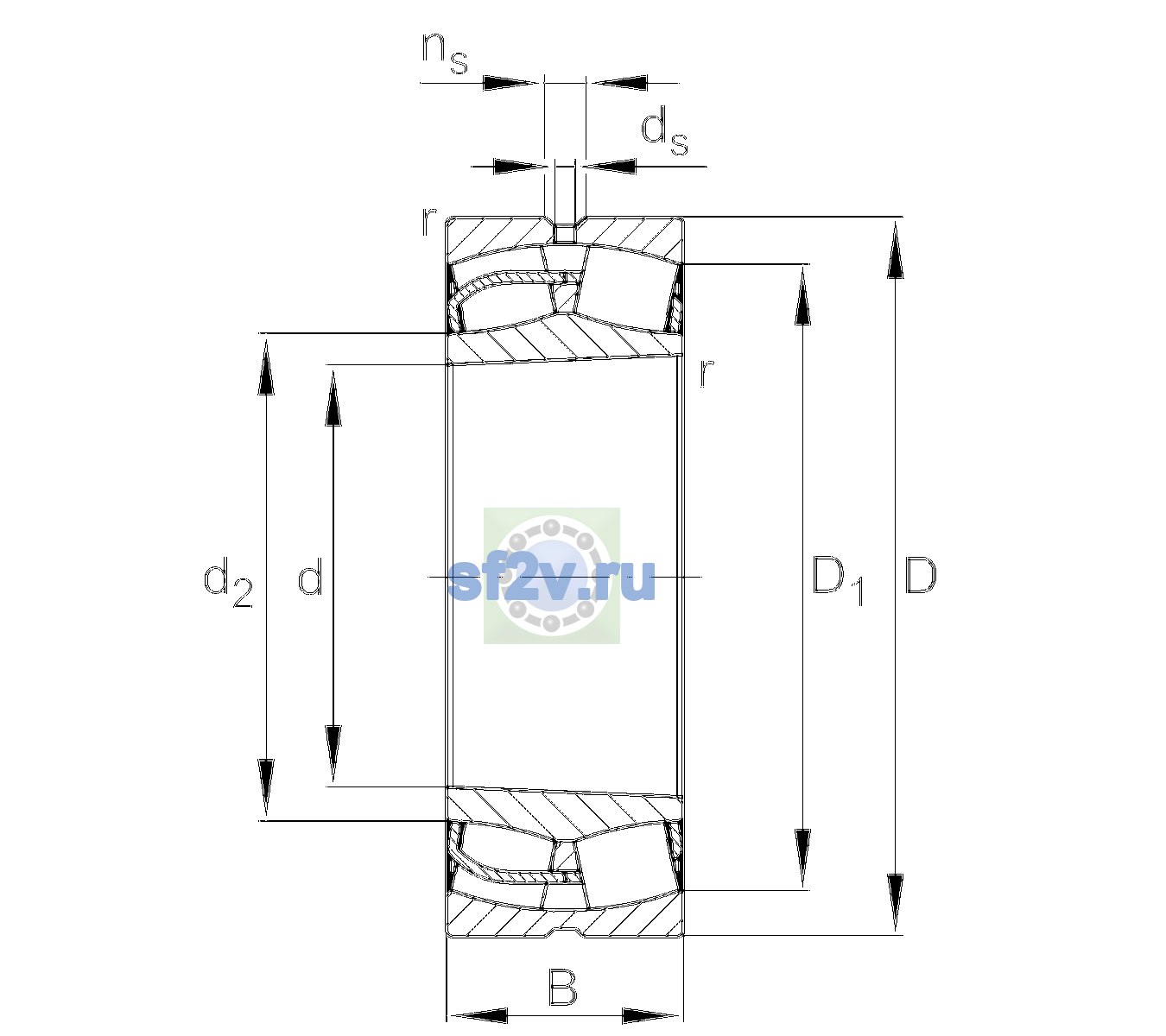 Схема подшипника 23048-BE-XL-K>A