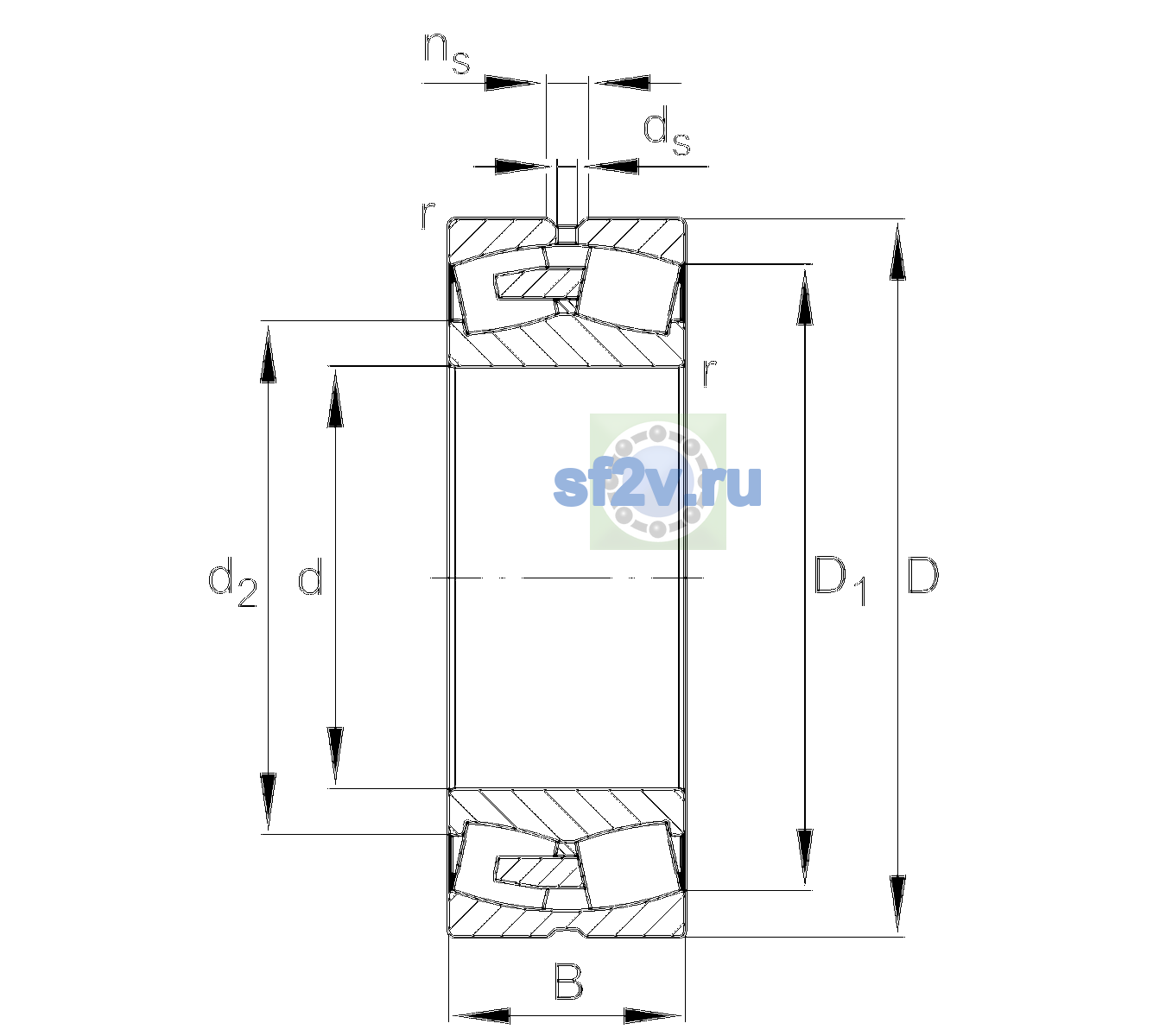 Схема подшипника 230/500-BEA-XL-MB1-C3