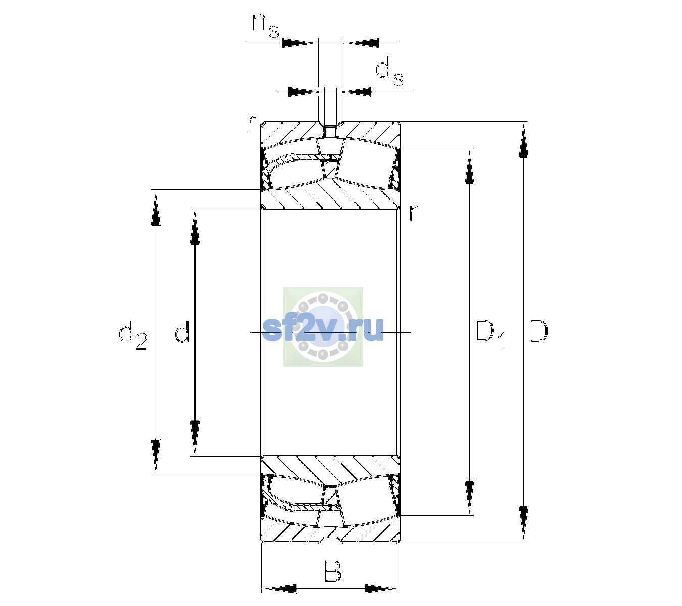 Схема подшипника 23052-BE-XL-H40-J30PC