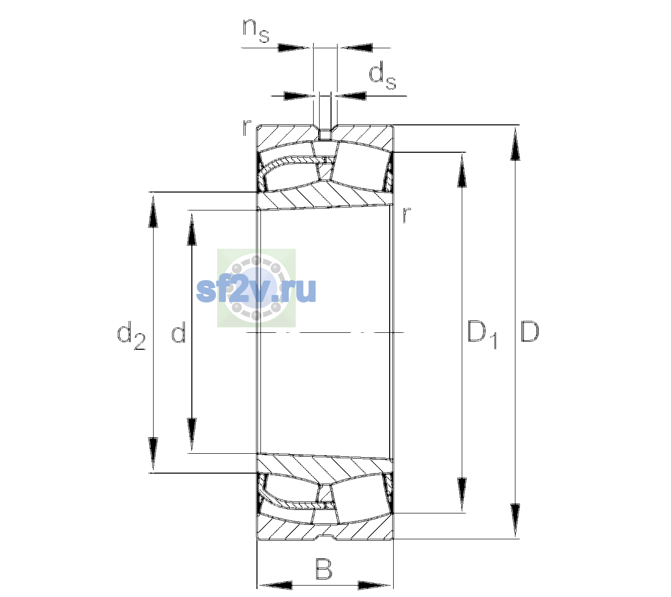 Схема подшипника 23052-BE-XL-K-C3