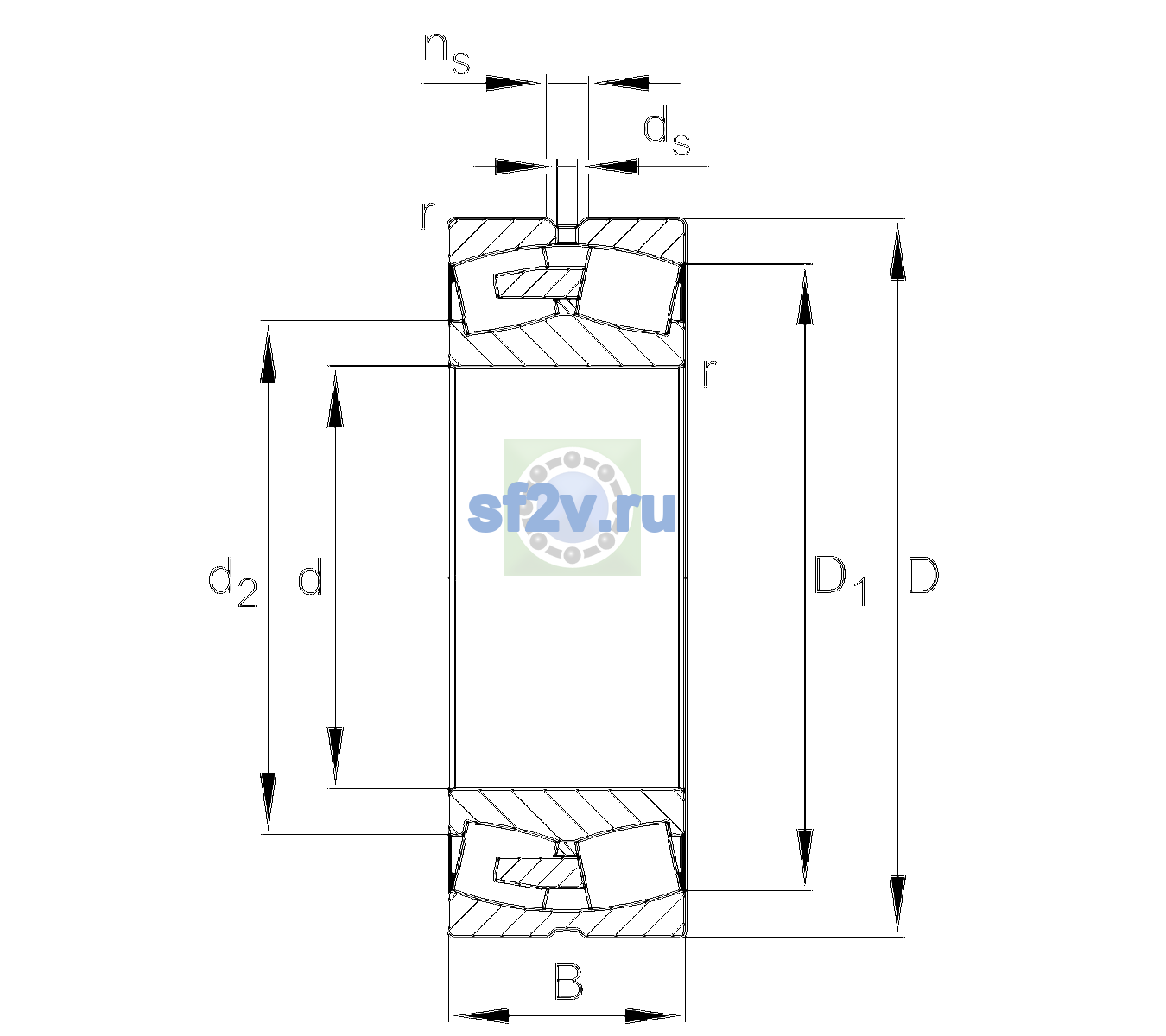 Схема подшипника 230/530-BEA-XL-MB1-C3