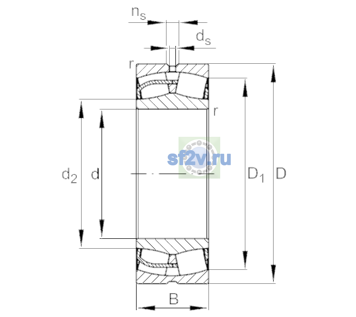 Схема подшипника 23056-BE-XL-H151B