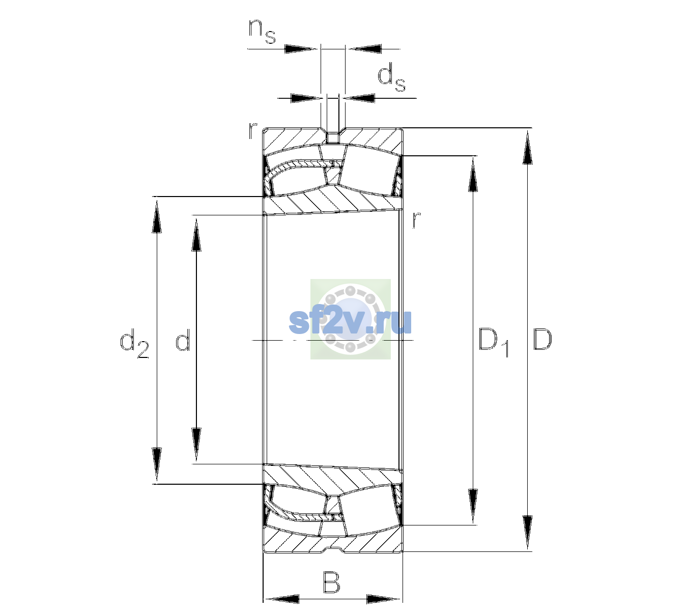 Схема подшипника 23056-BE-XL-K-C3>B