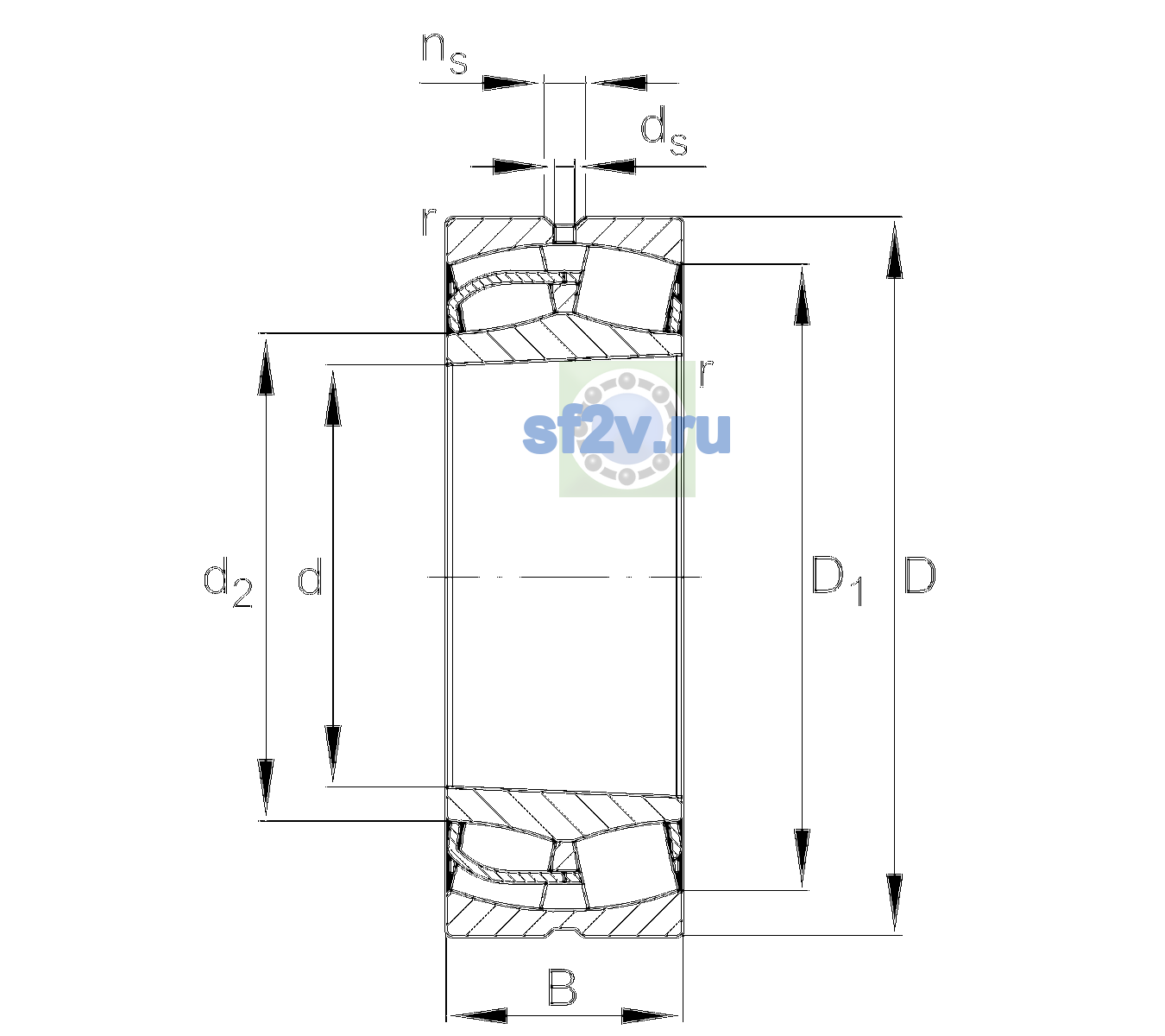 Схема подшипника 23060-BE-XL-K-C3