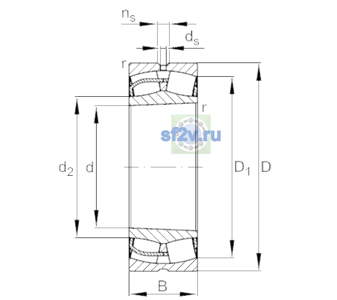 Схема подшипника 23060-BE-XL-K-C4