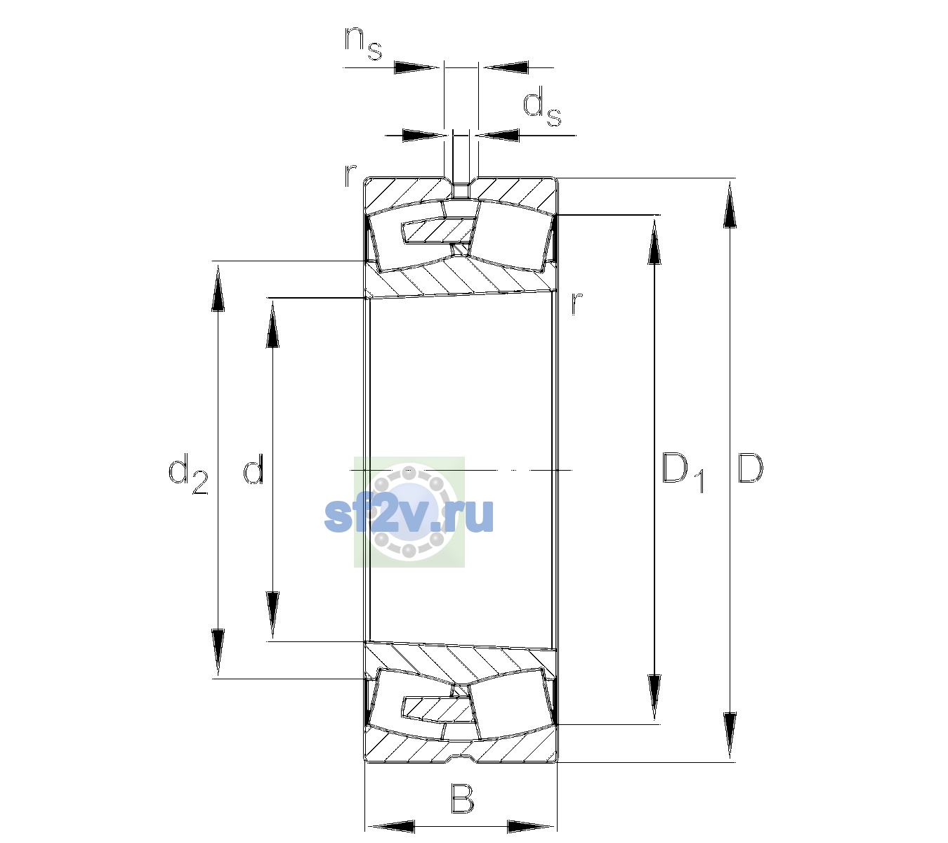 Схема подшипника 230/600-BEA-XL-K-MB1-C3