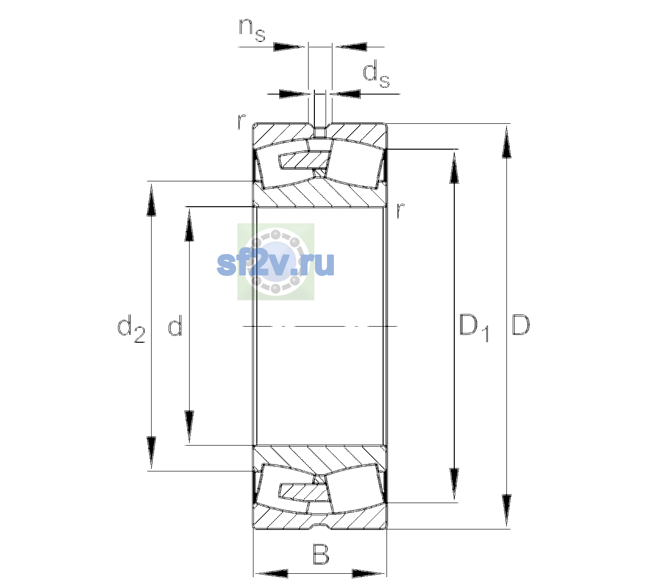 Схема подшипника 23064-BEA-XL-MB1-C3