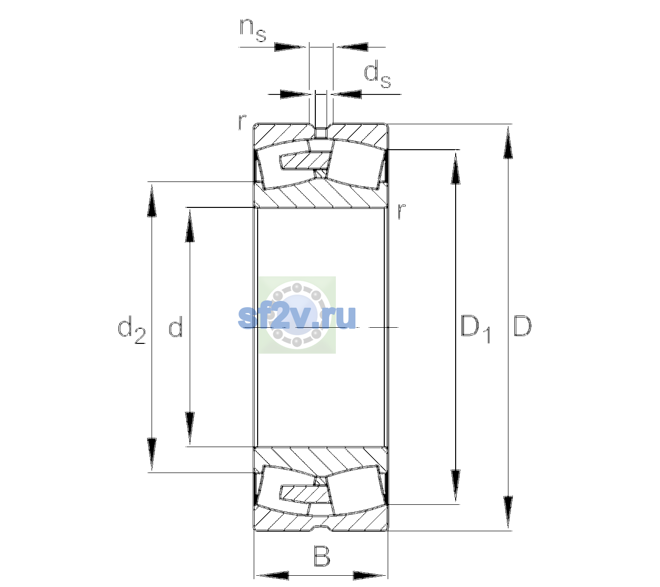 Схема подшипника 23064-BEA-XL-MB1-C4