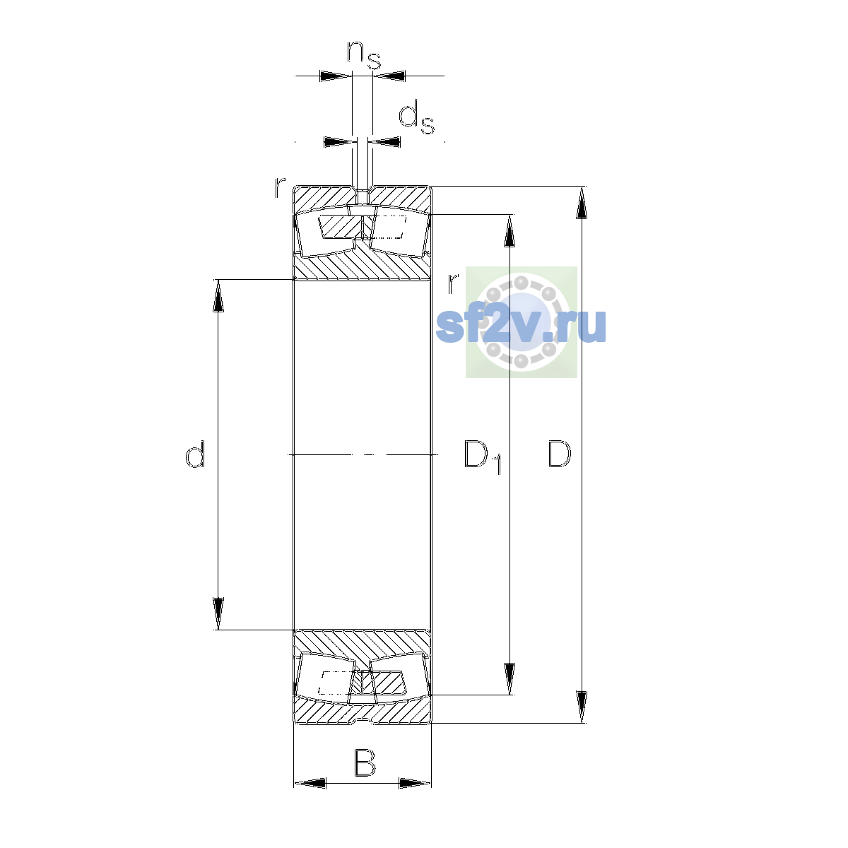 Схема подшипника 230/670-B-MB-C2