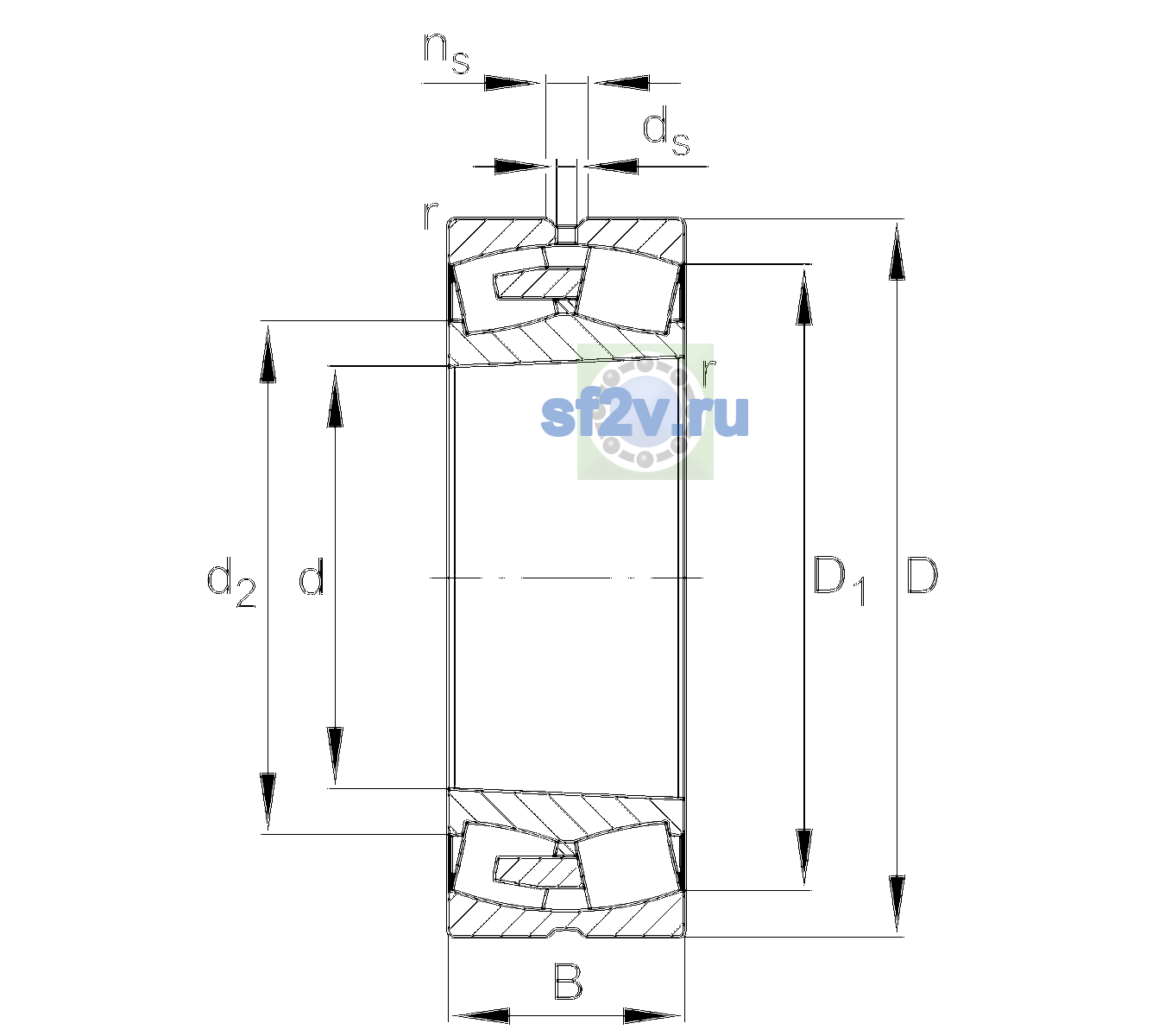 Схема подшипника 23068-BEA-XL-K-MB1-C2