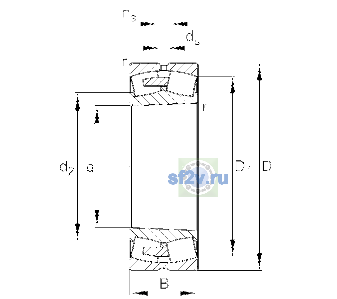 Схема подшипника 23068-BEA-XL-K-MB1-C4