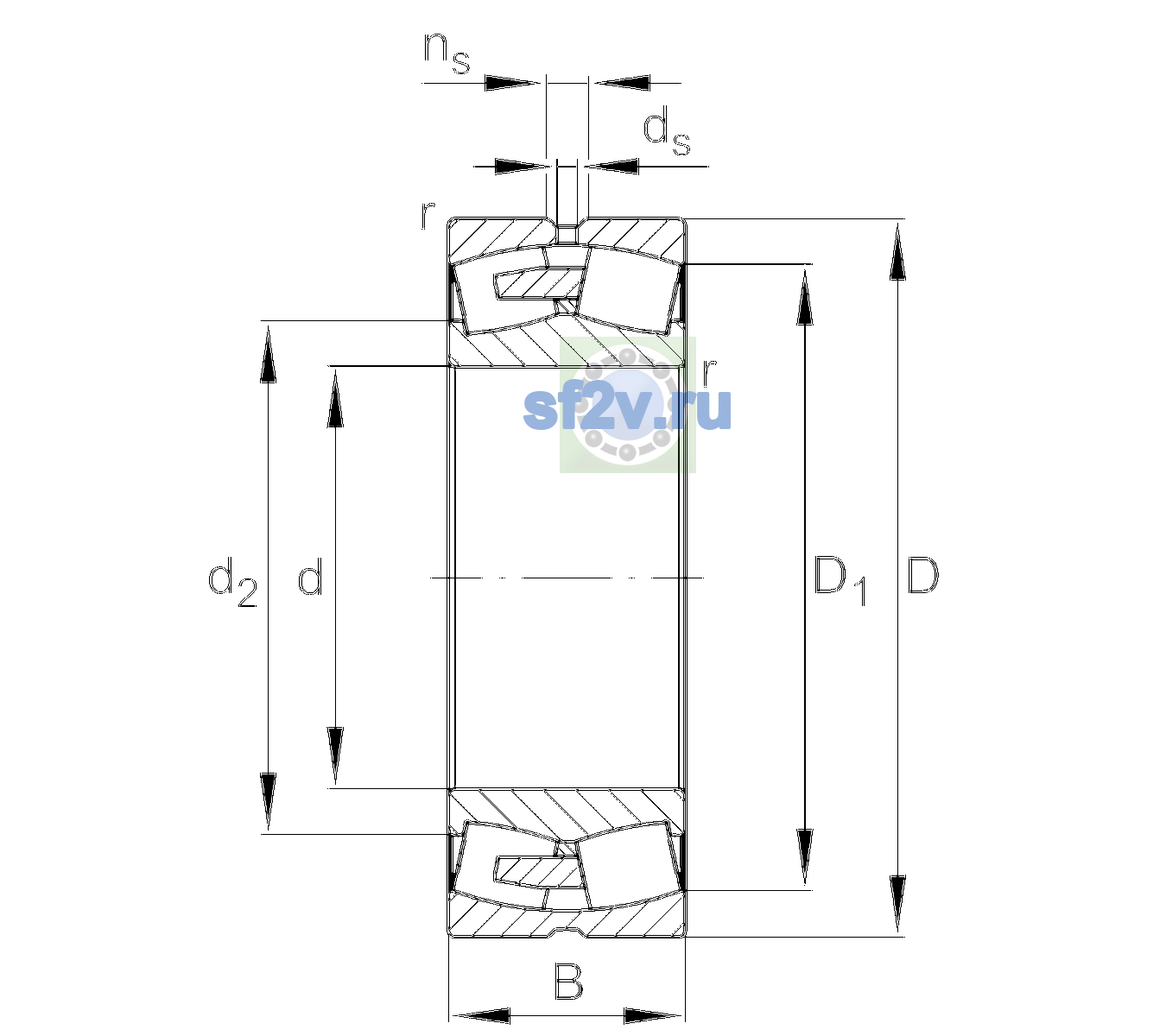 Схема подшипника 23068-BEA-XL-MB1
