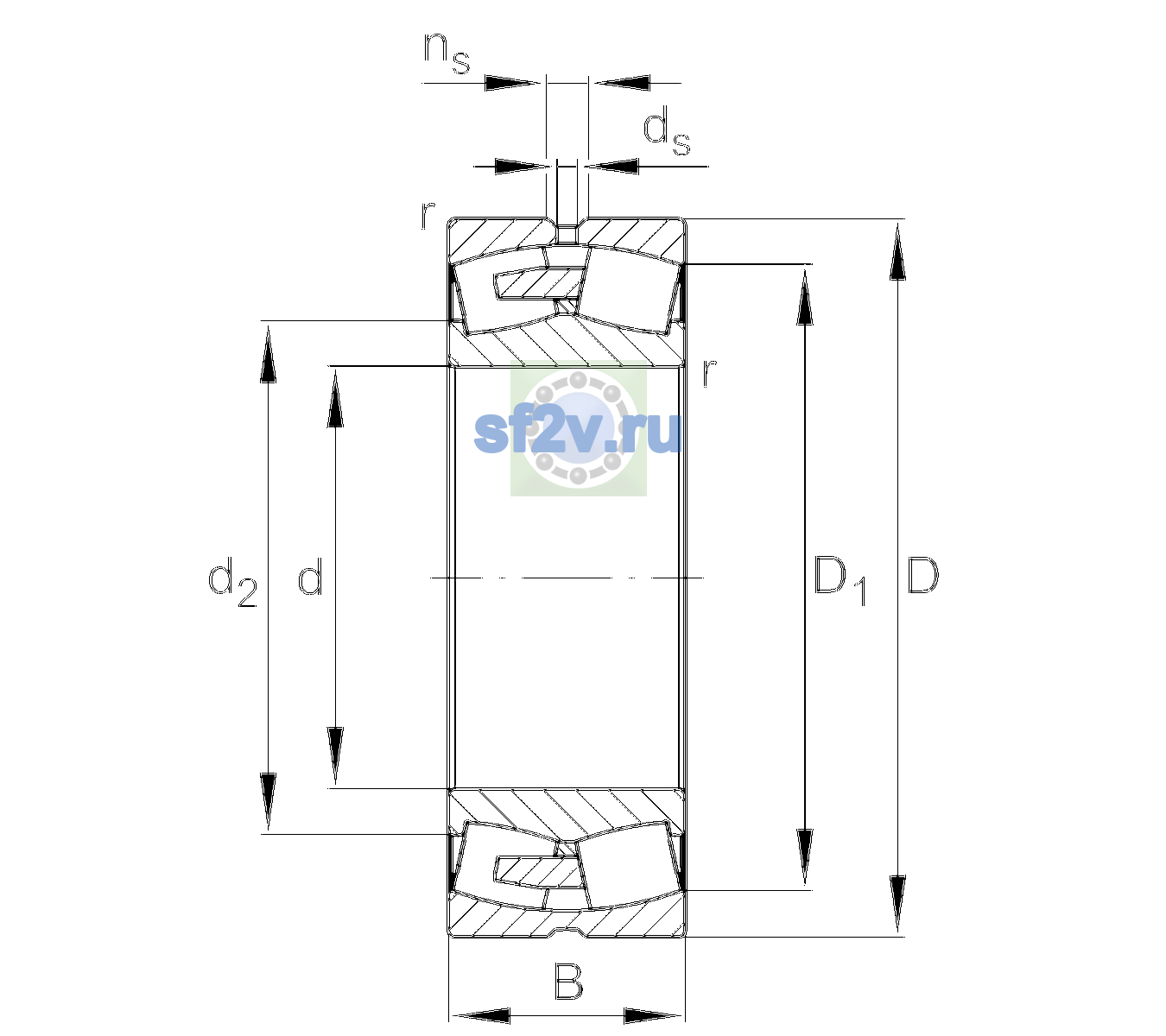 Схема подшипника 23068-BEA-XL-MB1-C2
