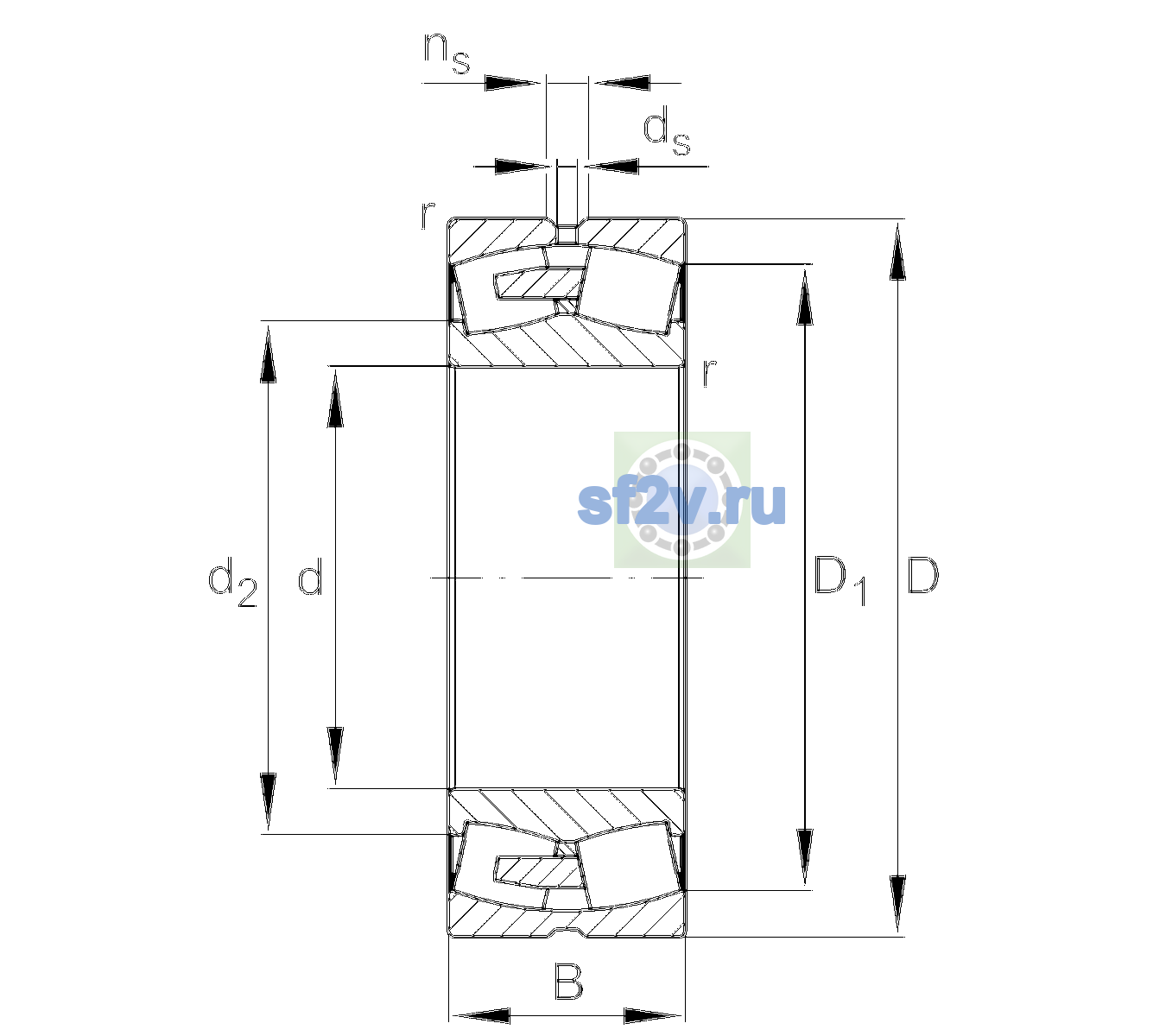 Схема подшипника 23068-BEA-XL-MB1-H40