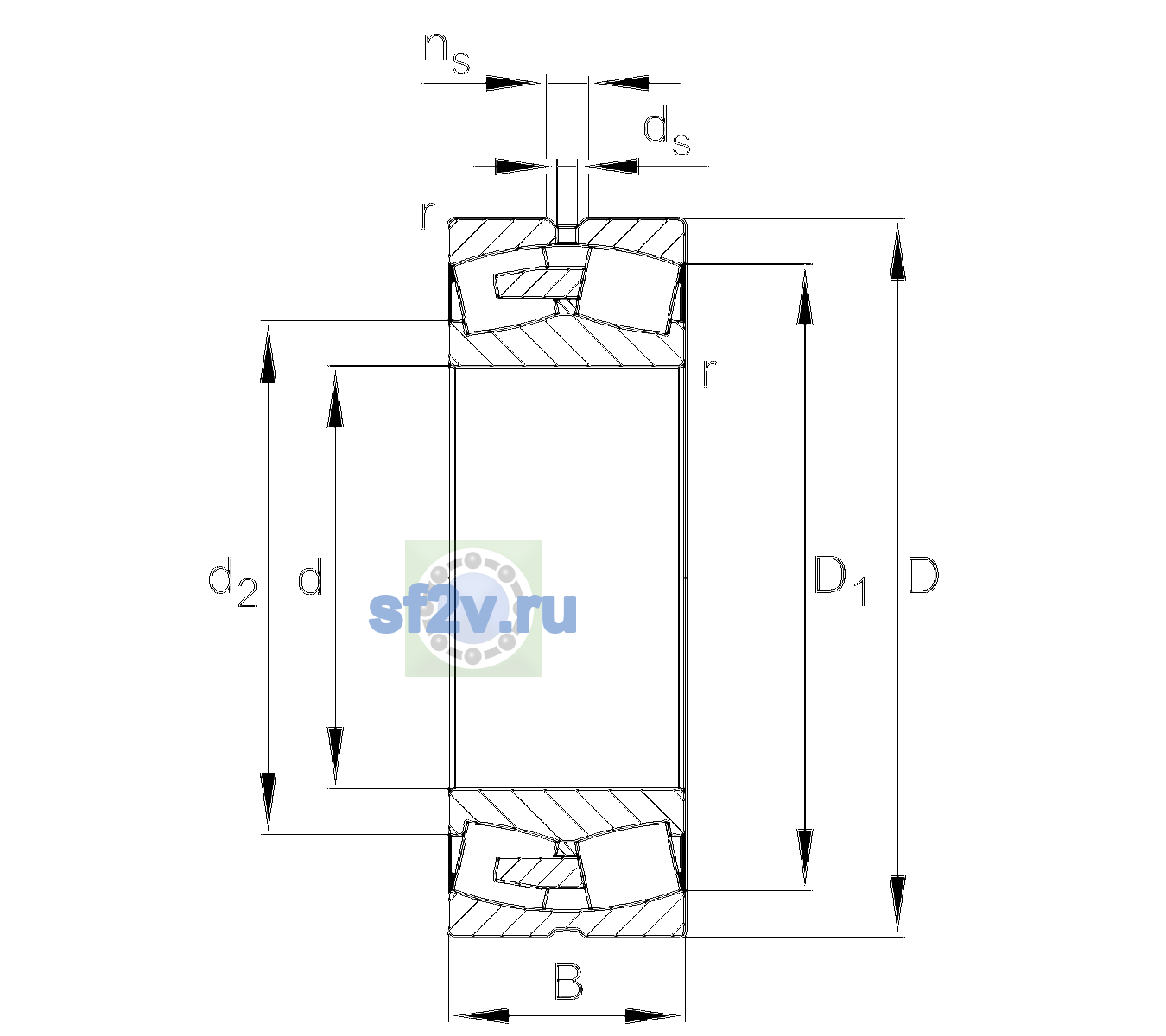Схема подшипника 23072-BEA-XL-MB1-H40AB