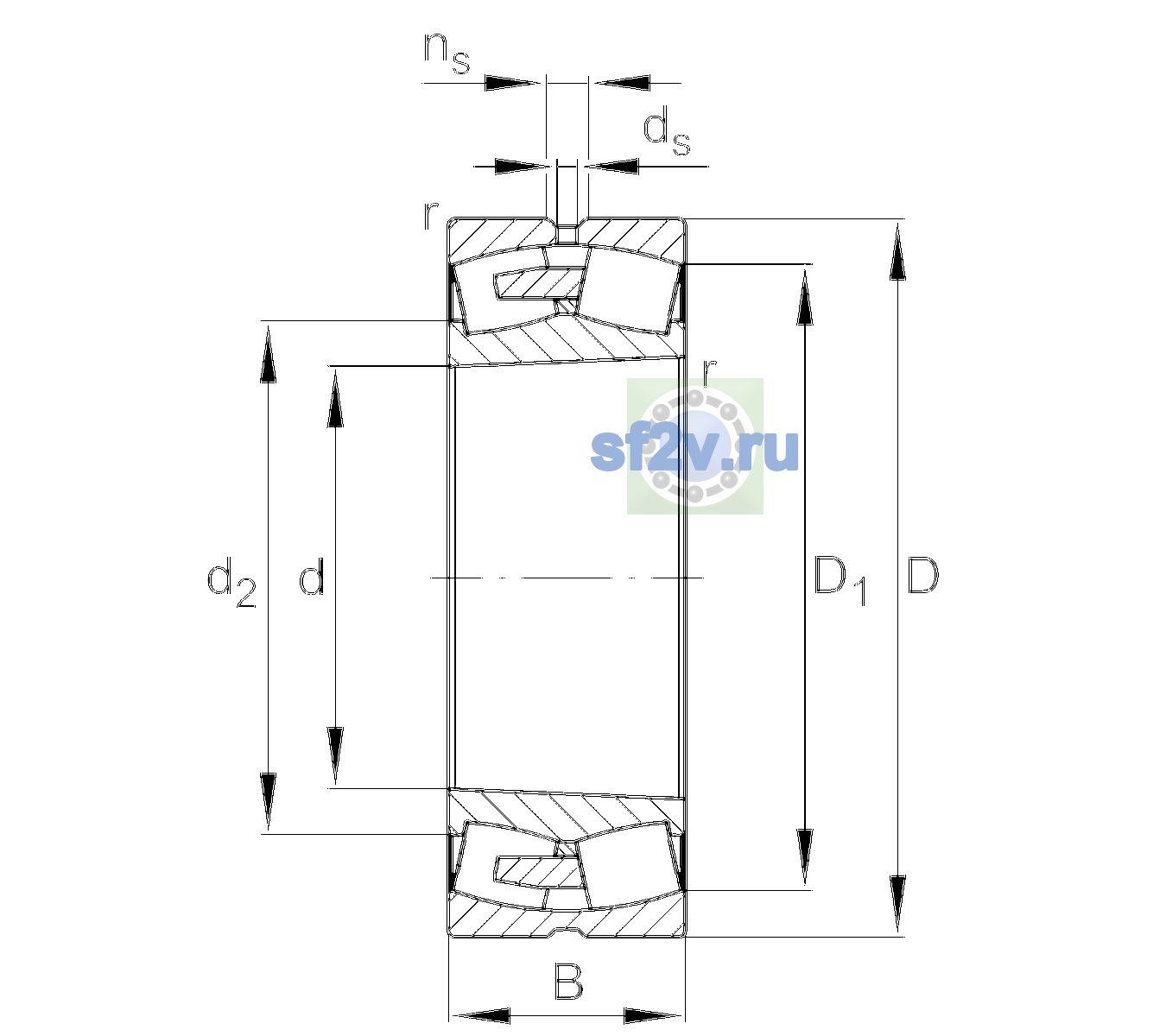 Схема подшипника 23076-BEA-XL-K-MB1-C3