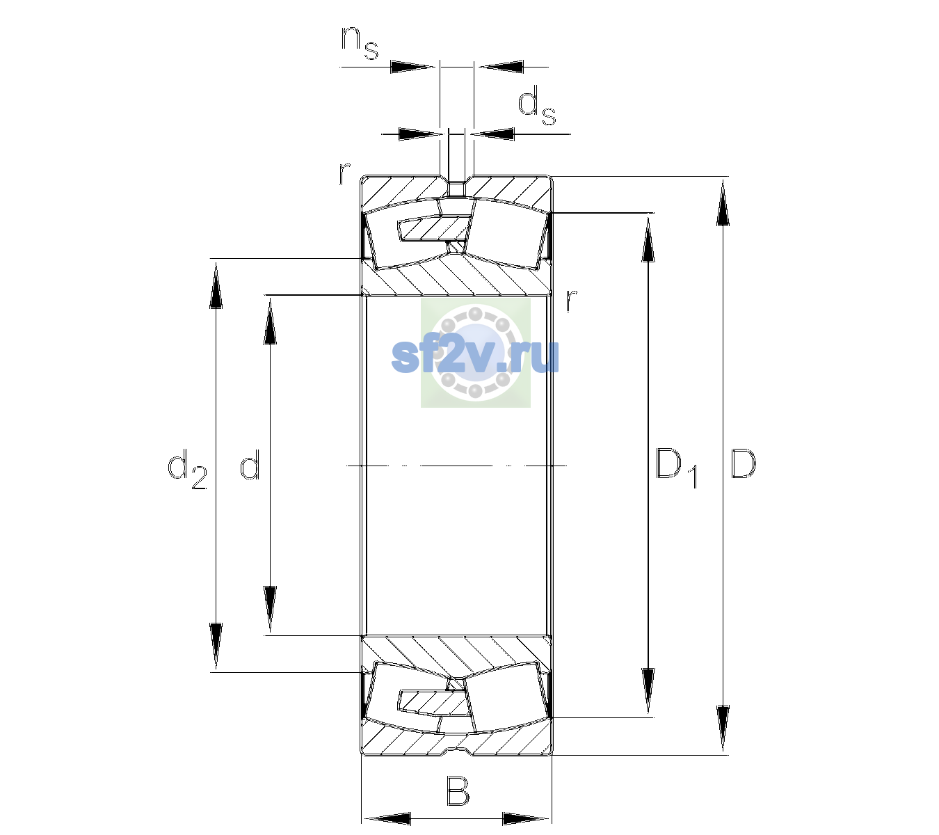 Схема подшипника 23076-BEA-XL-MB1-C3