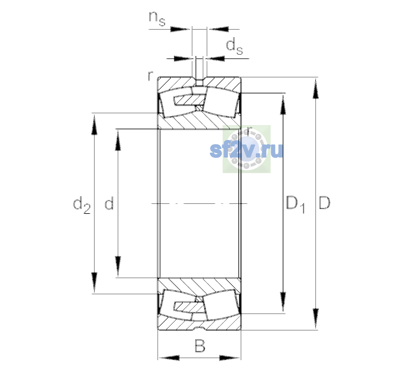 Схема подшипника 23080-BEA-XL-MB1-C2