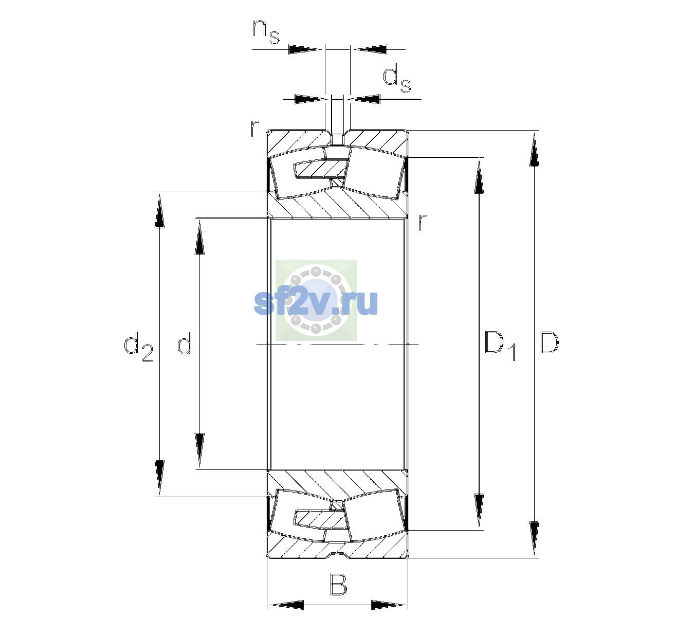 Схема подшипника 23080-BEA-XL-MB1-C3
