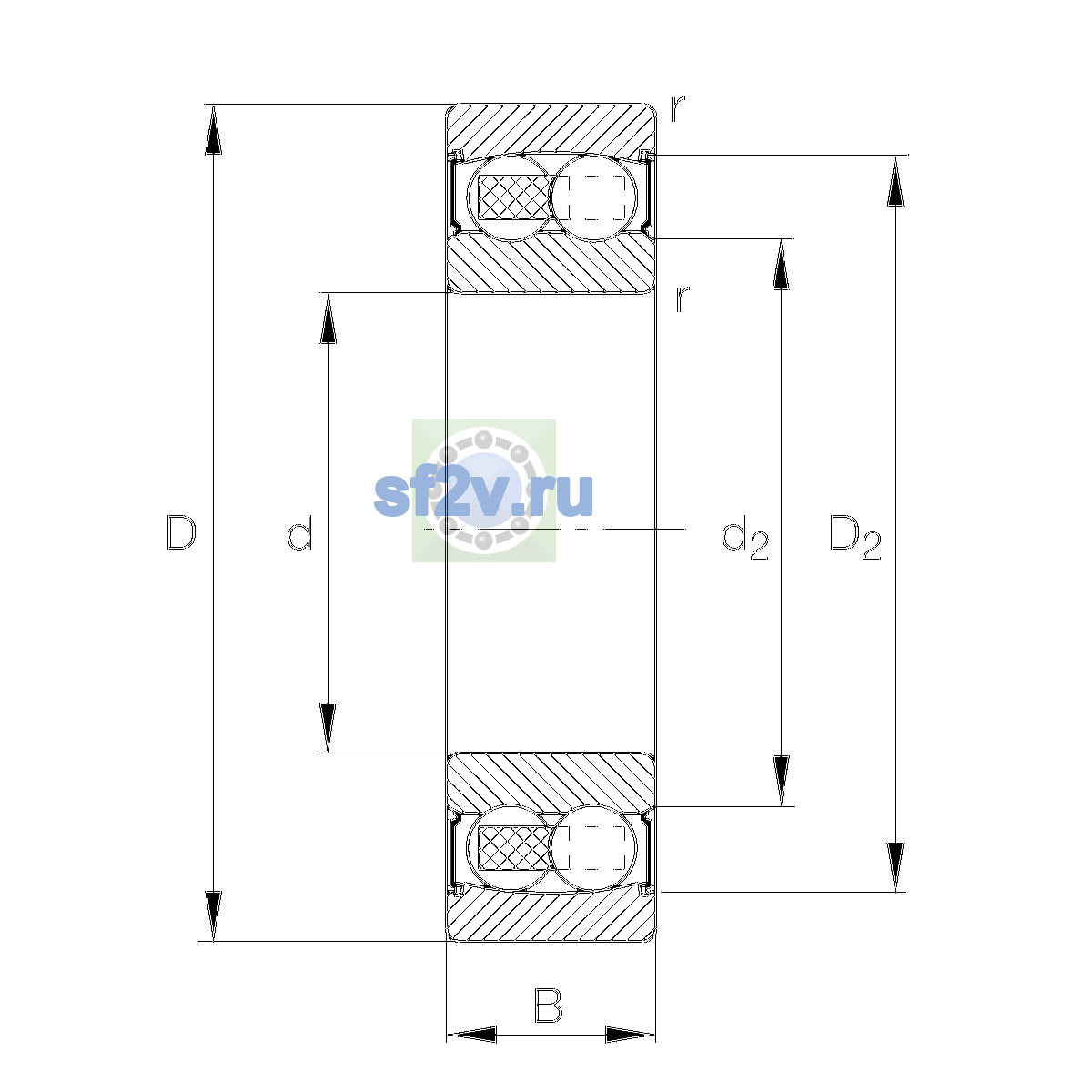 Схема подшипника 2310-2RS-TVH