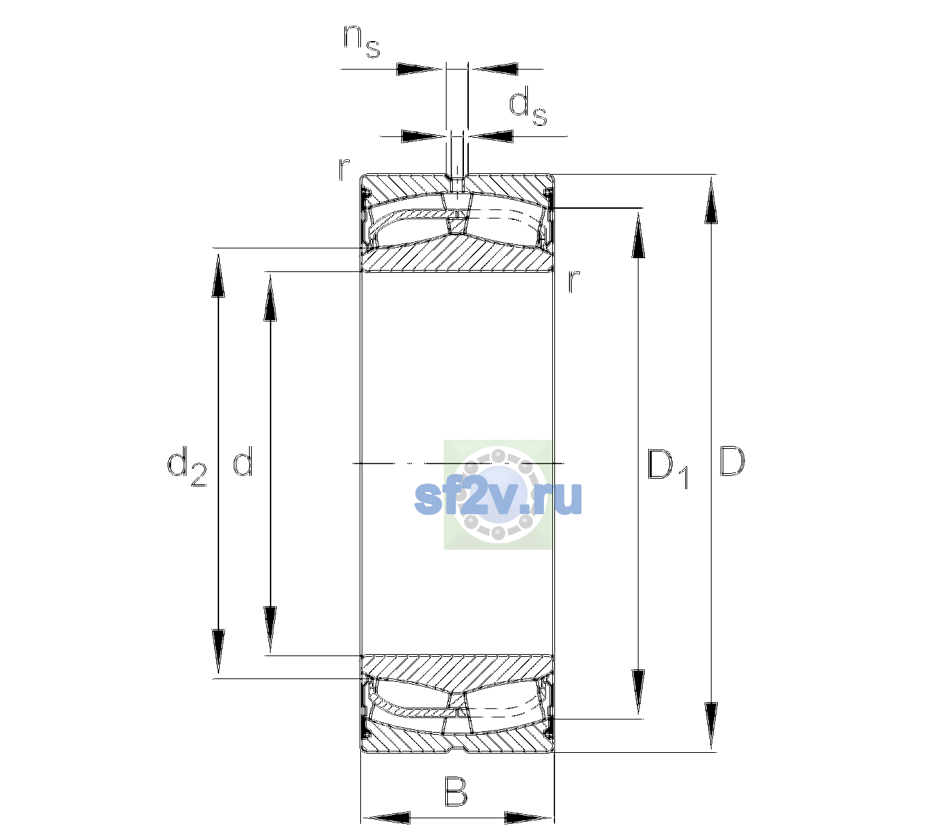 Схема подшипника 23140-BE-XL-2RSR